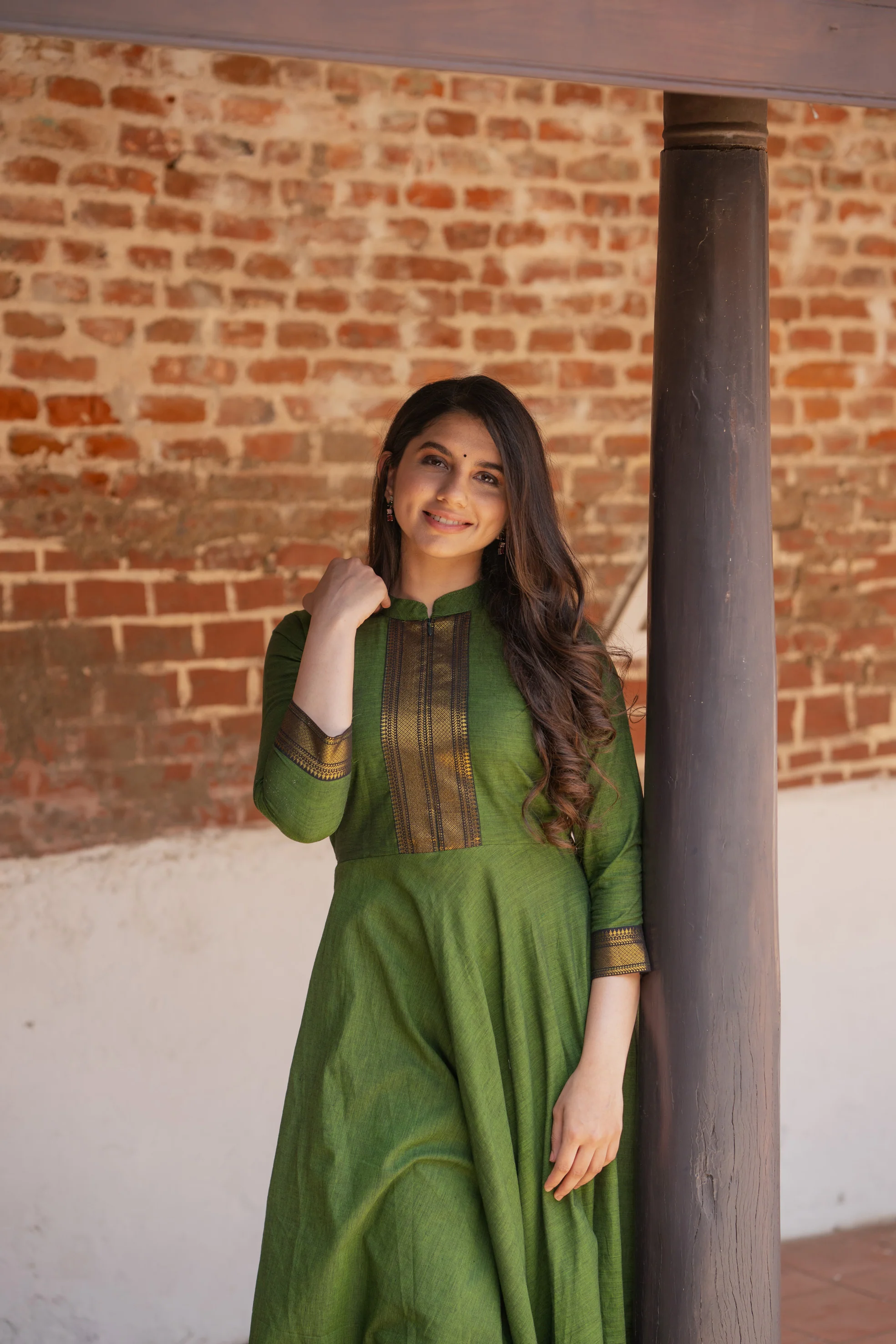 Raksha Olive Green Mangalgiri Co-Ord Set (Set of 2) - Image 8