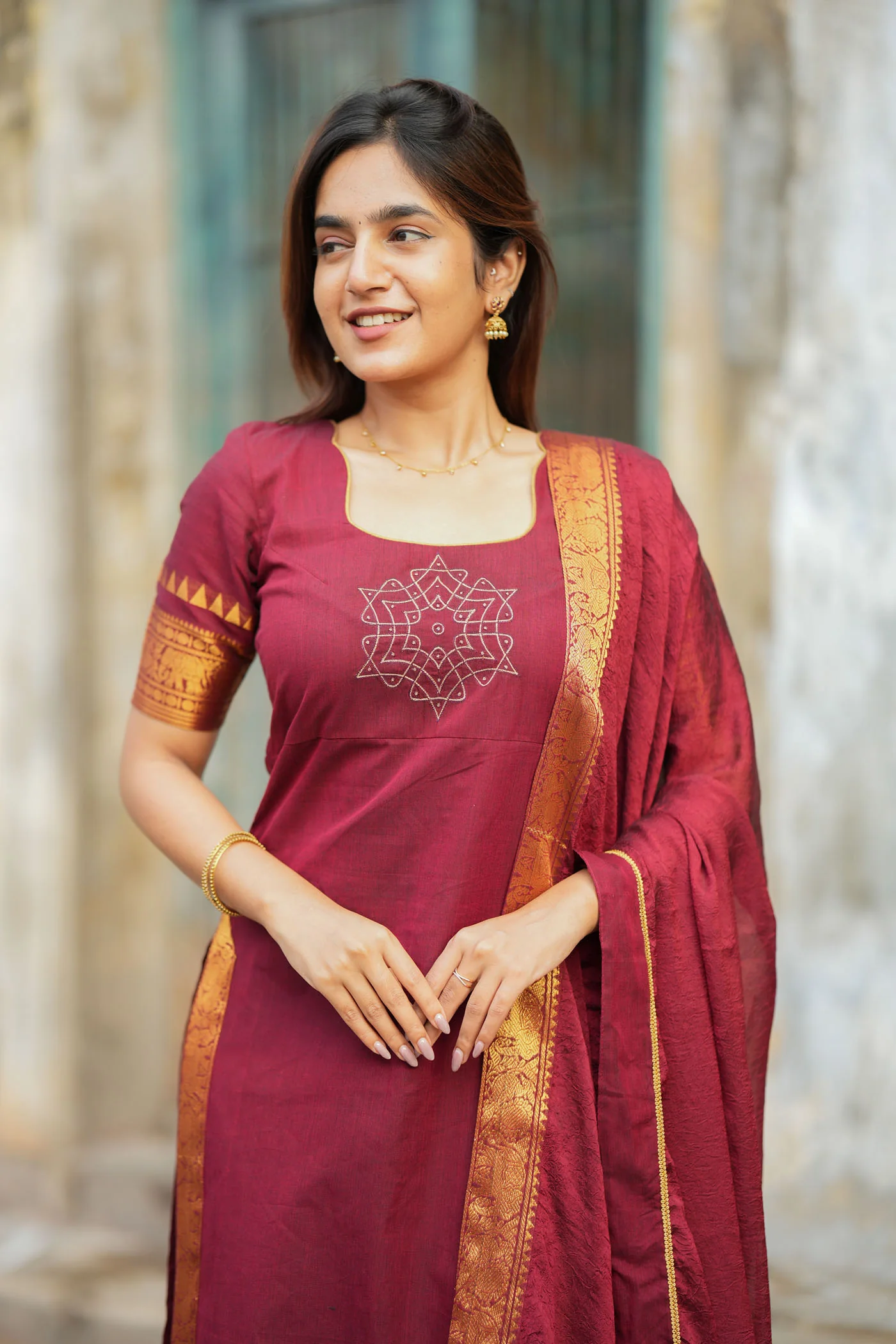 Riddhi Maroon Kurti Set (Set of 2 ) - Image 4