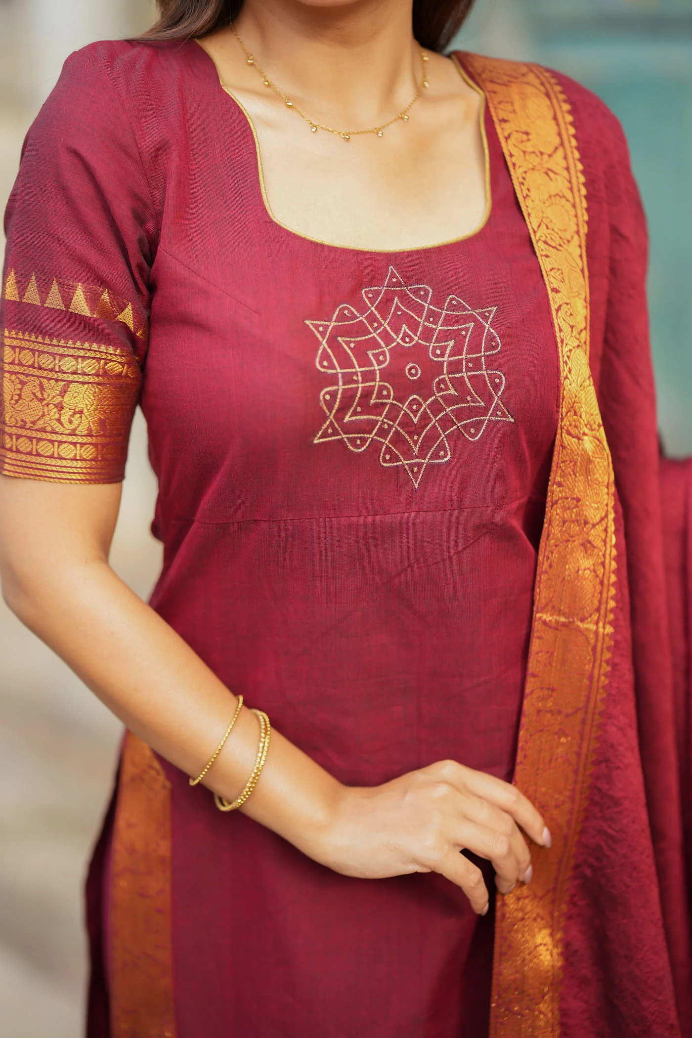 Riddhi Maroon Kurti Set (Set of 2 ) - Image 7