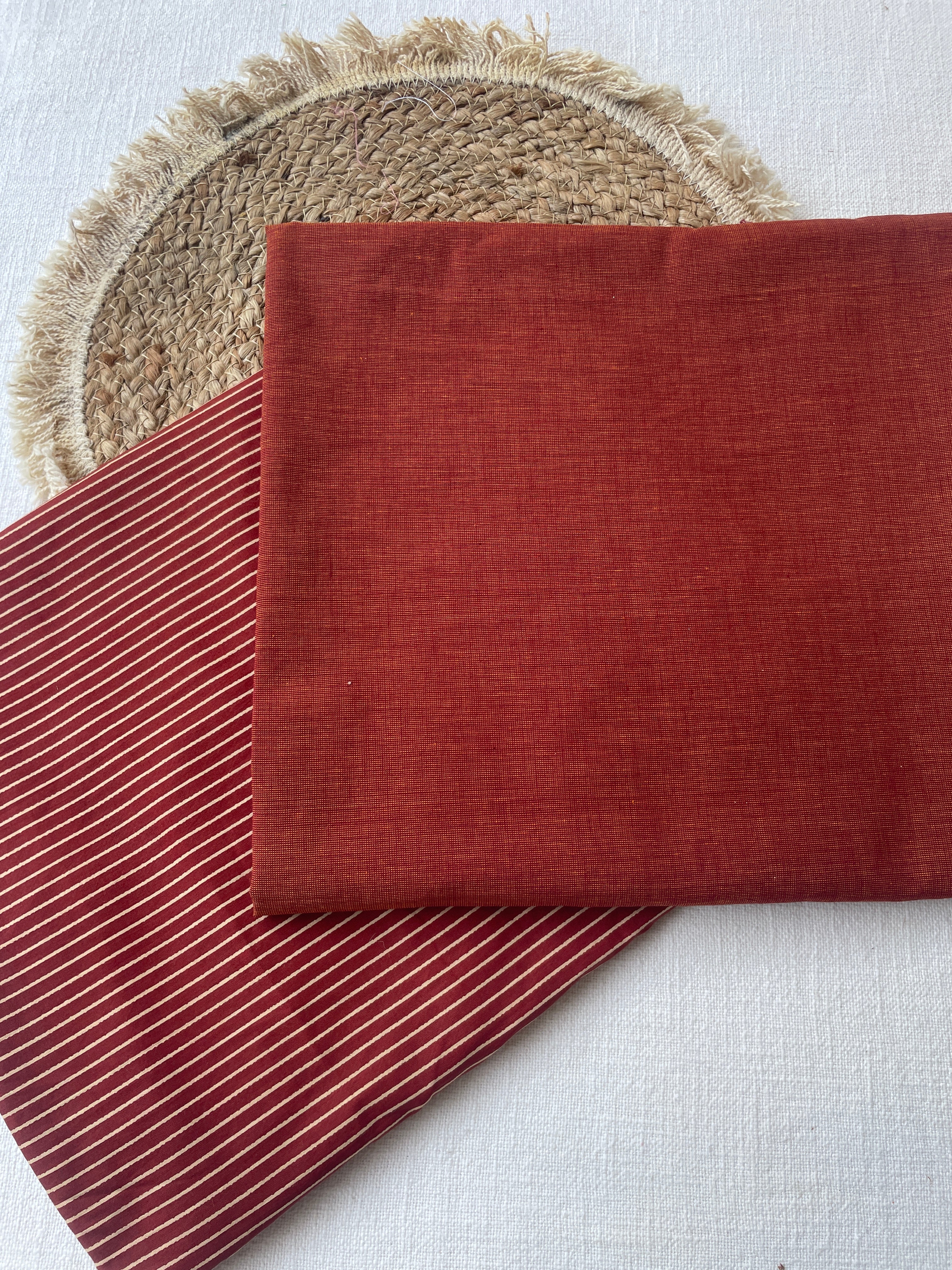 Rust – Handloom Cotton Top & Bottom Set