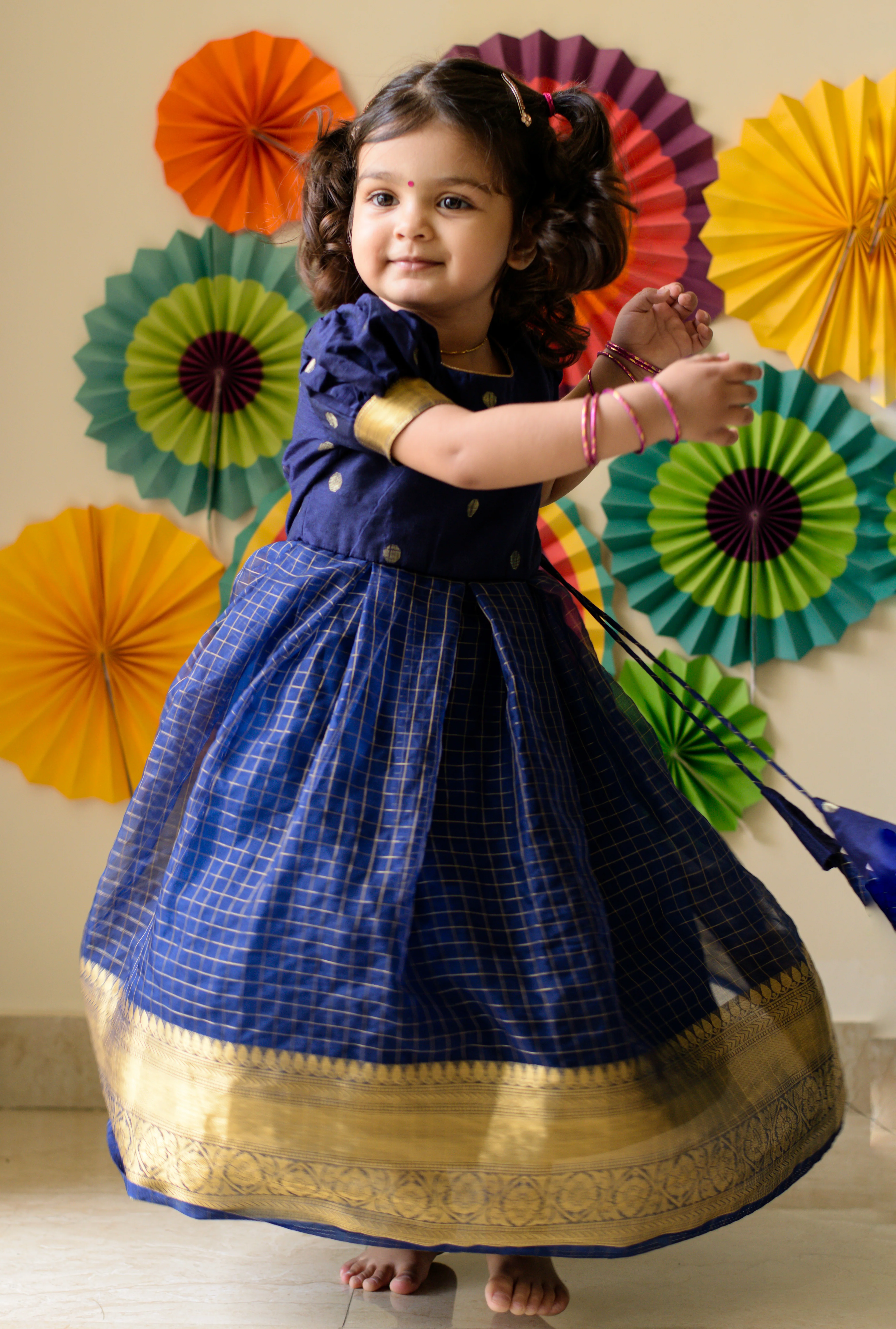 Saatvika Navy Blue Mom & Me - Image 5