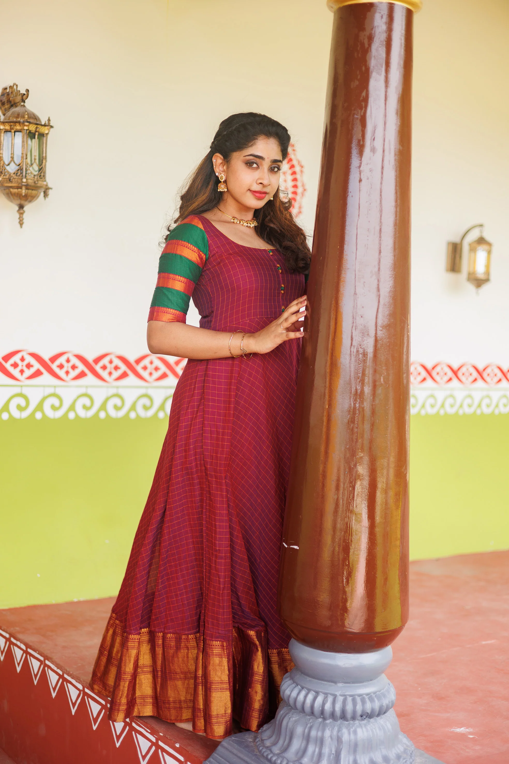 Sahana Magenta Narayanpet Cotton Dress - Image 13