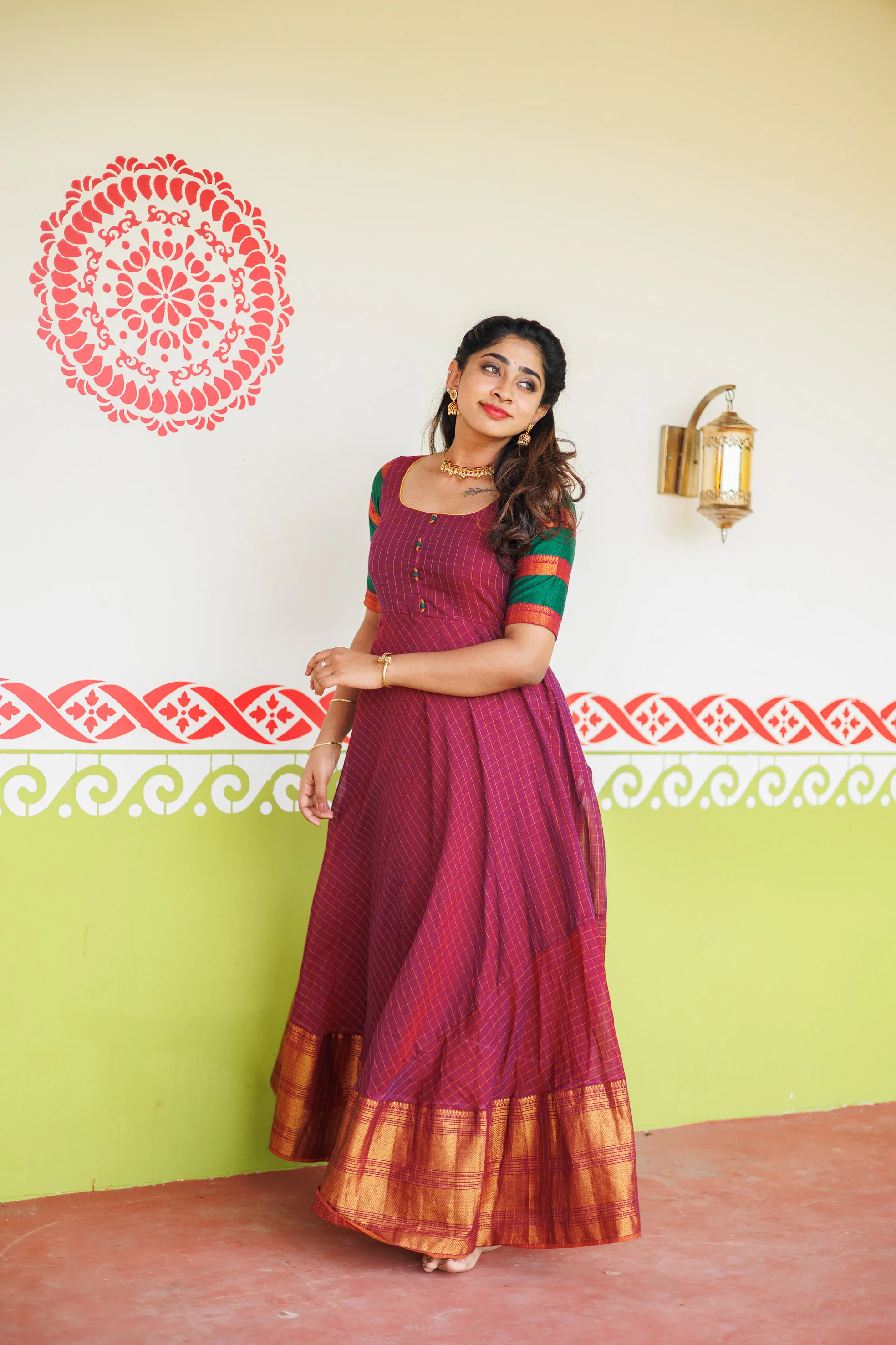 Sahana Magenta Narayanpet Cotton Dress - Image 3