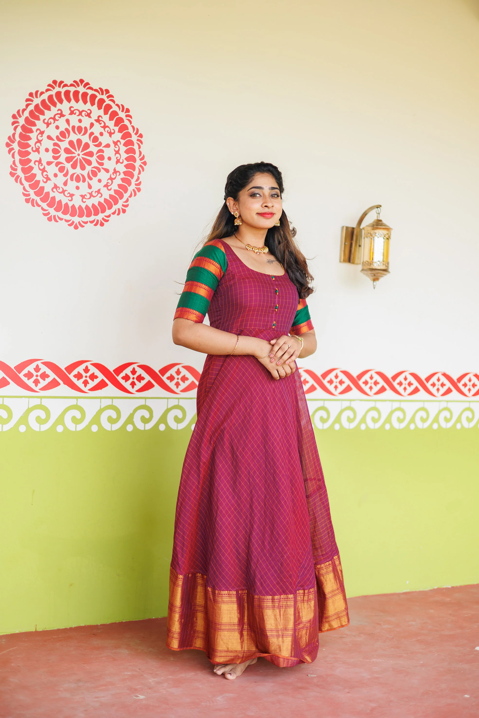 Sahana Magenta Narayanpet Cotton Dress - Image 4