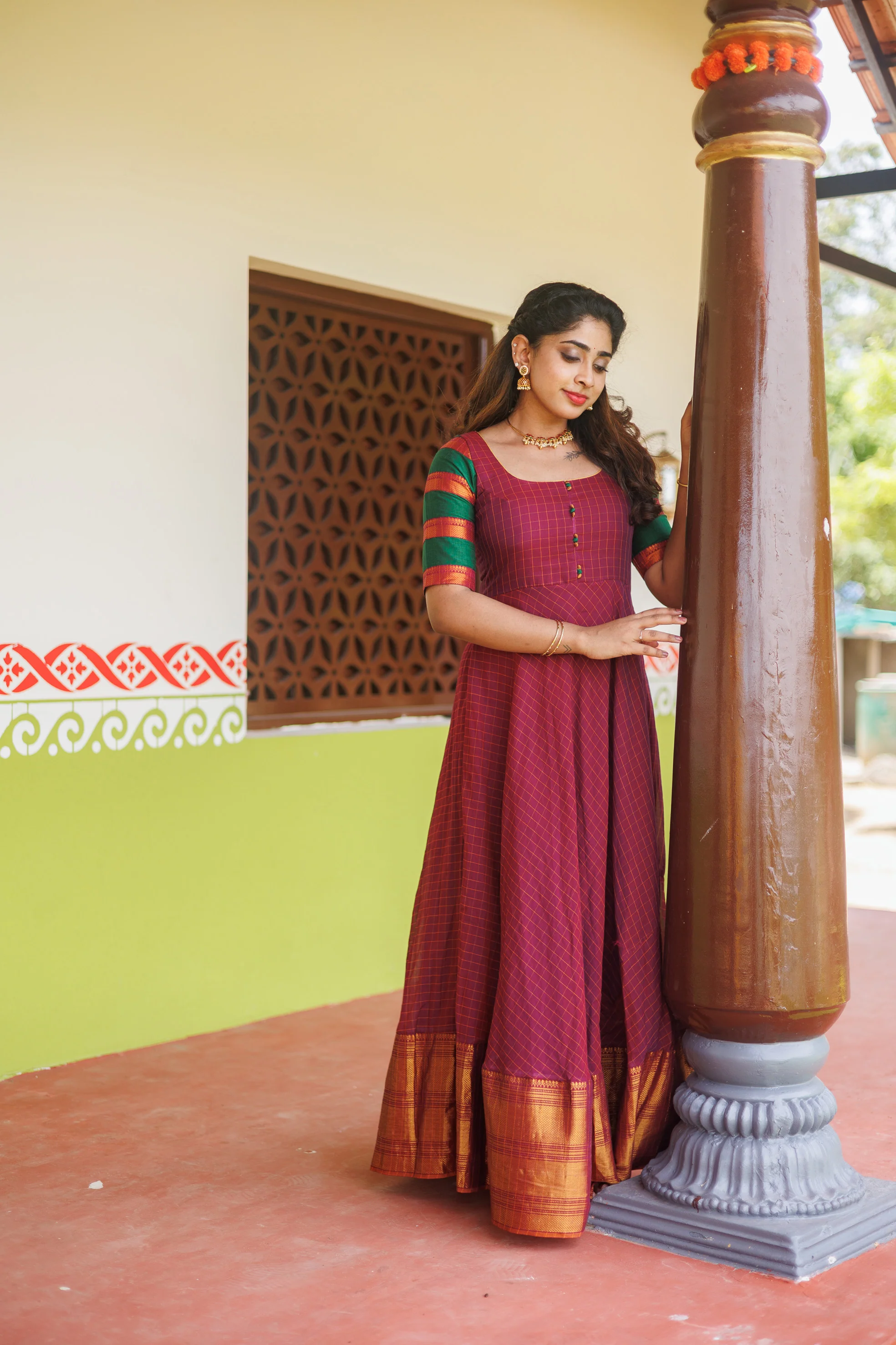Sahana Magenta Narayanpet Cotton Dress - Image 9
