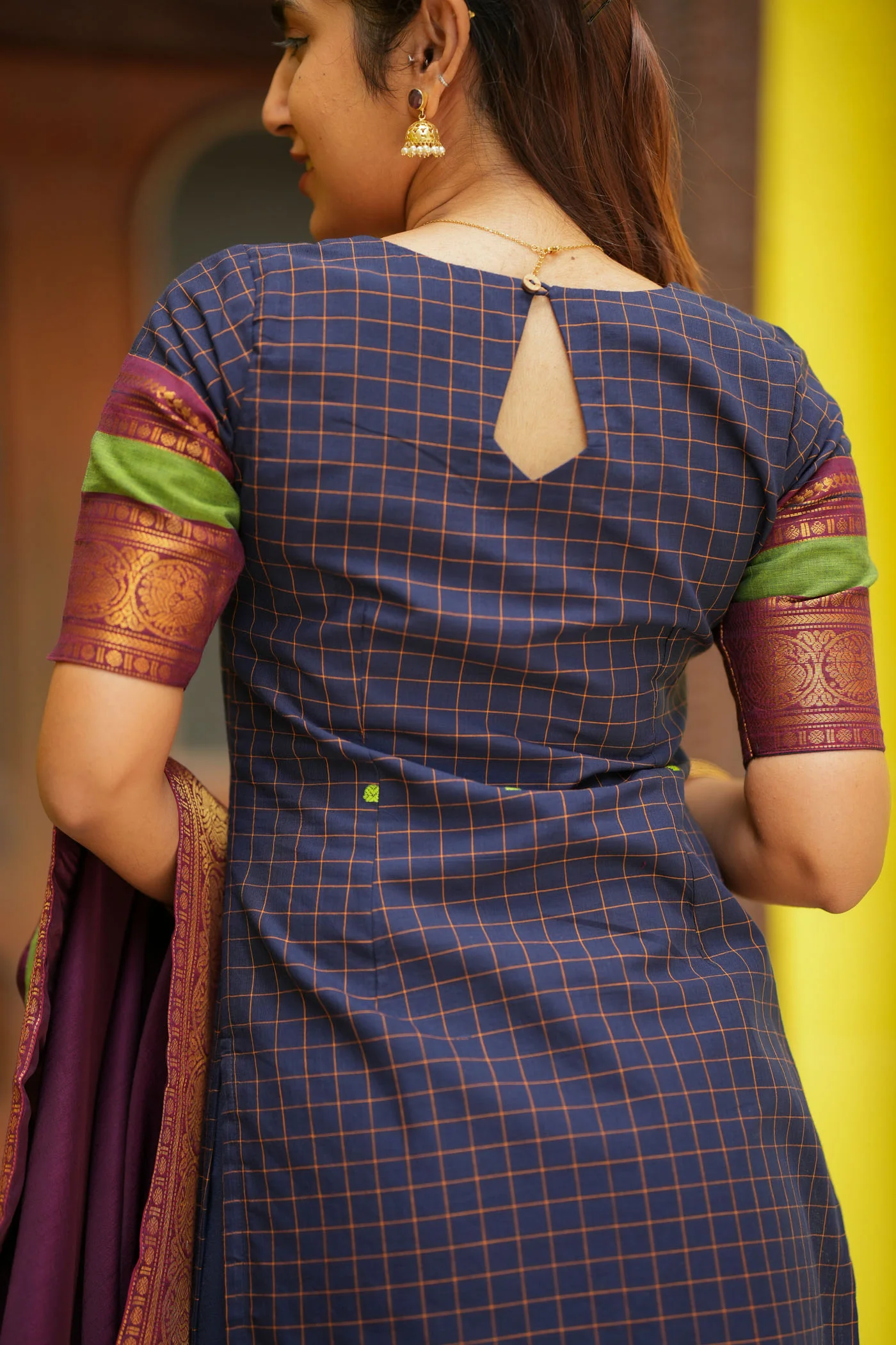 Sana Blue Checks Kurti Set (Set of 2 ) - Image 8