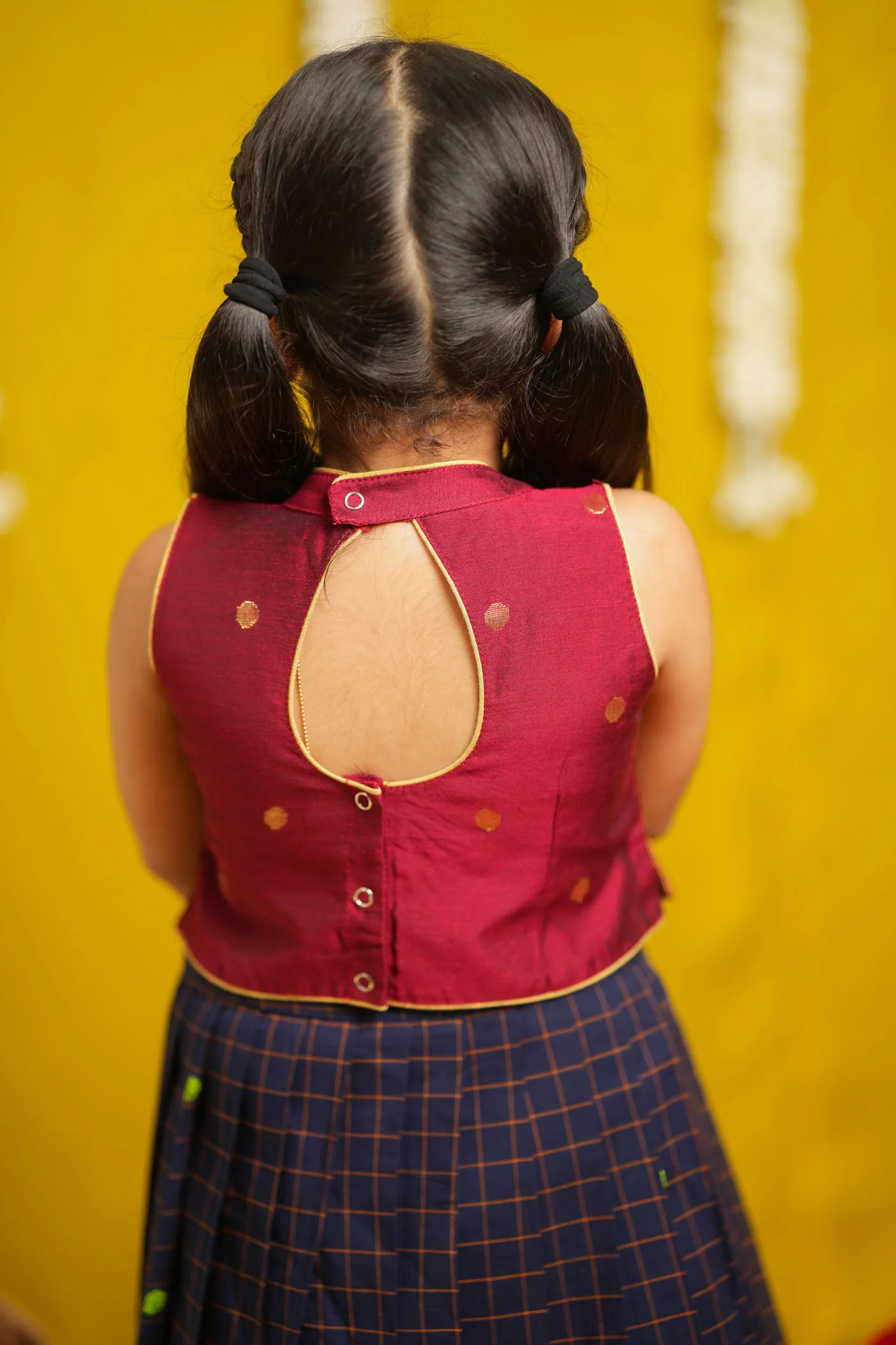 Sana Navy Blue with Maroon Lehenga Mini - Image 8
