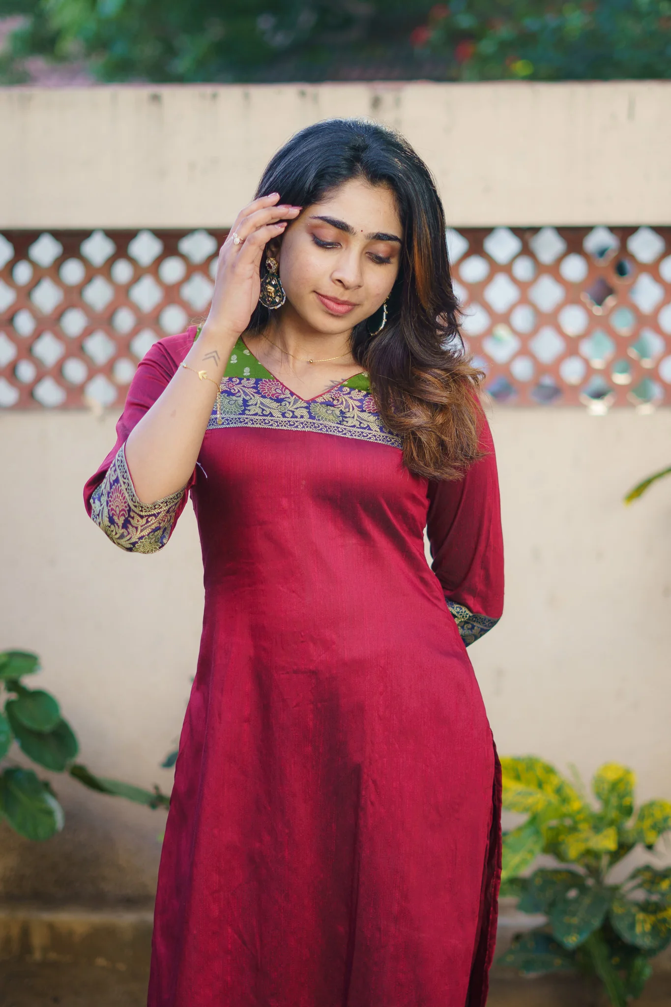 Sheetal Maroon Kurti set (Set of 2) - Image 11
