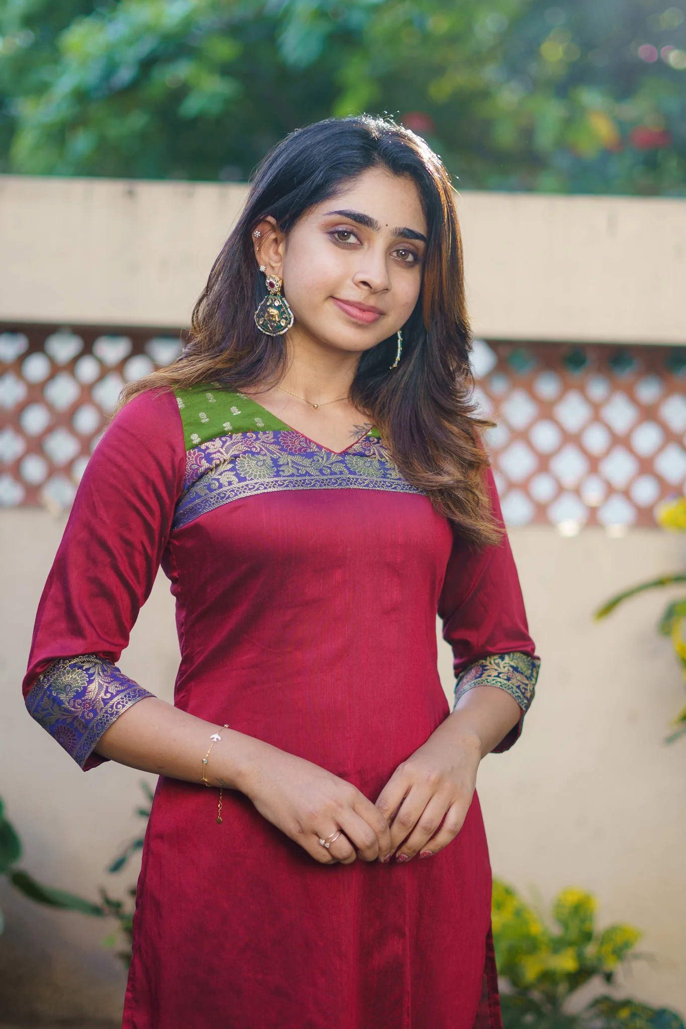 Sheetal Maroon Kurti set (Set of 2) - Image 12