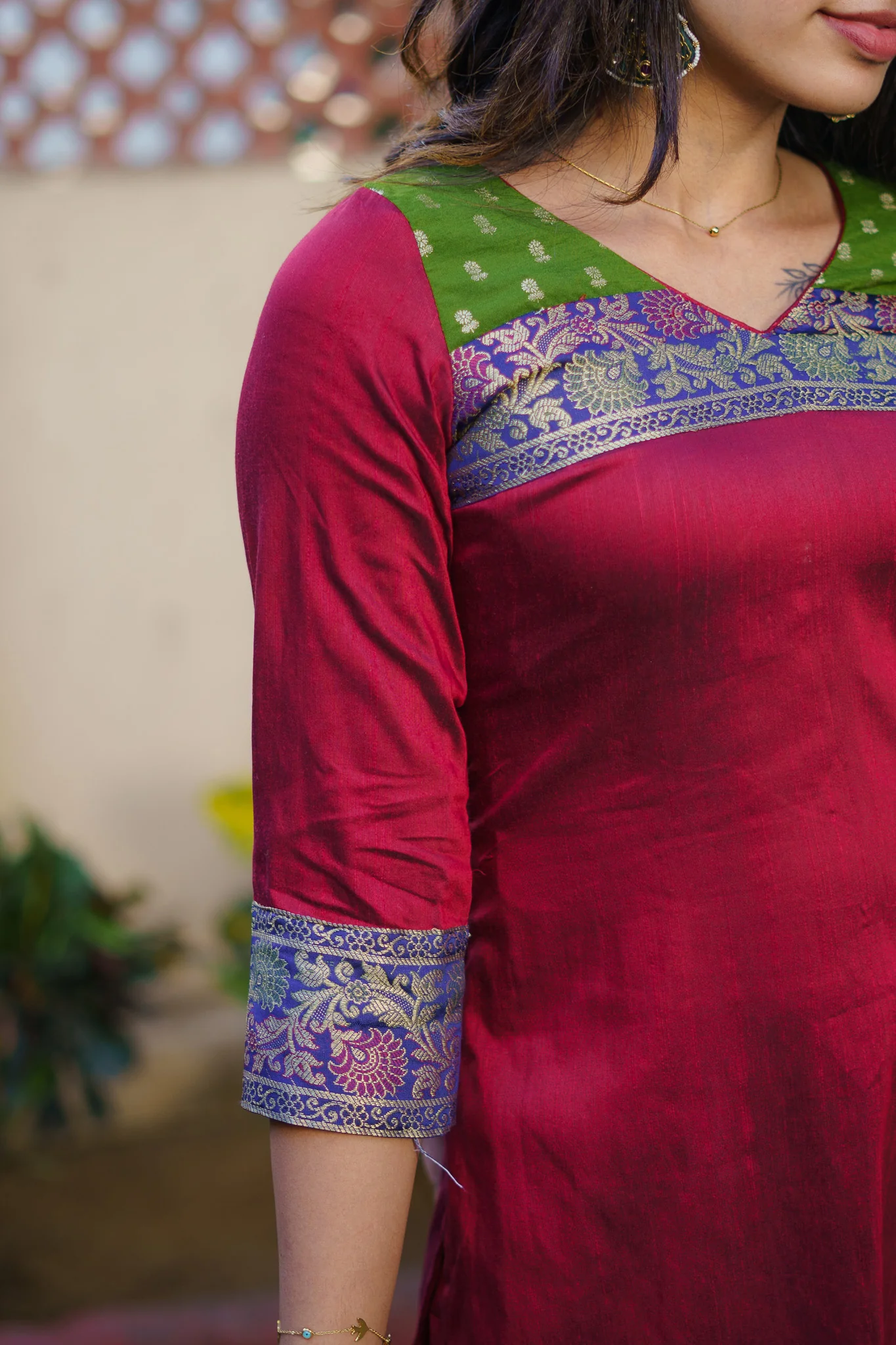 Sheetal Maroon Kurti set (Set of 2) - Image 21