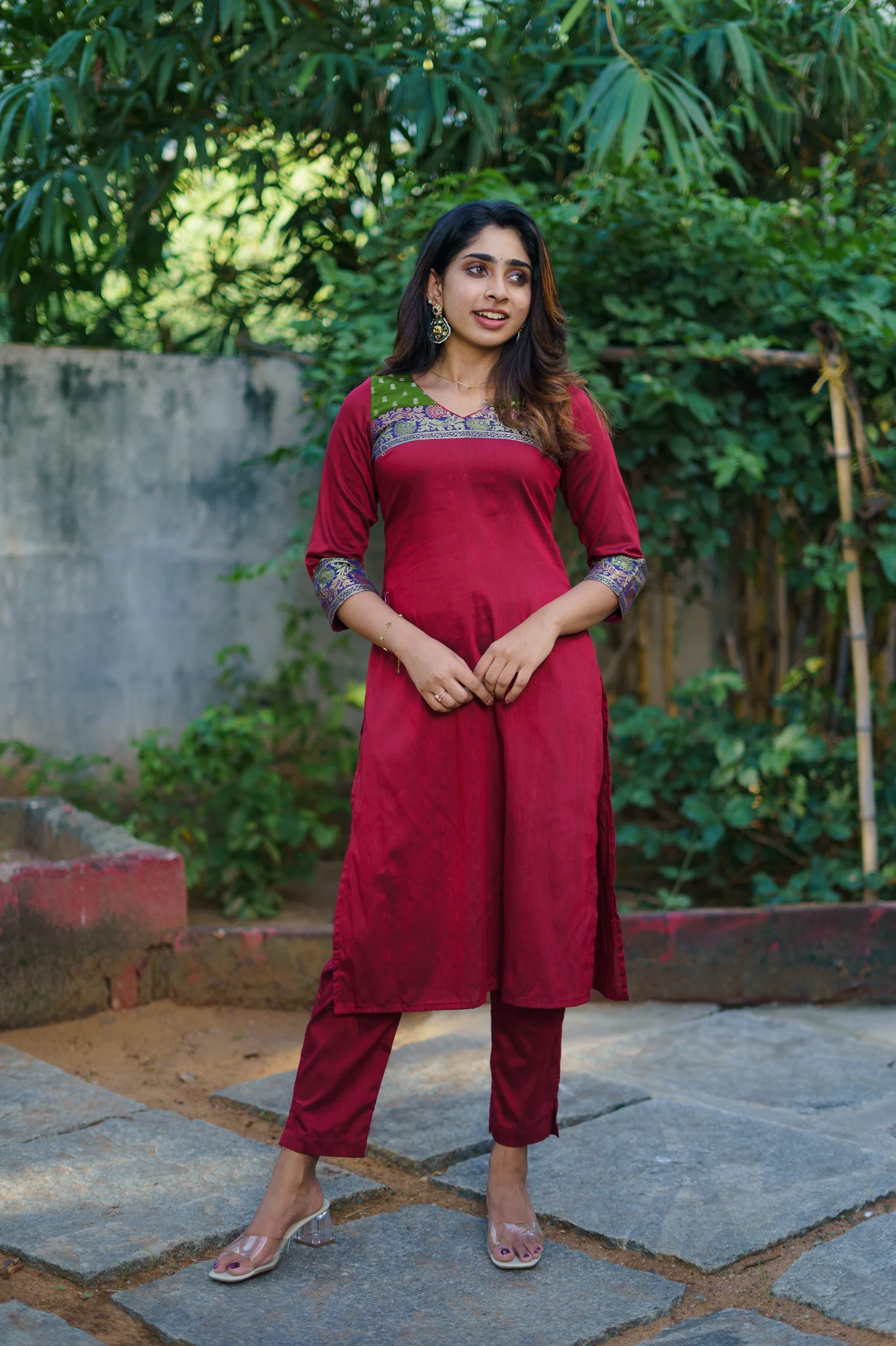 Sheetal Maroon Kurti set (Set of 2) - Image 3