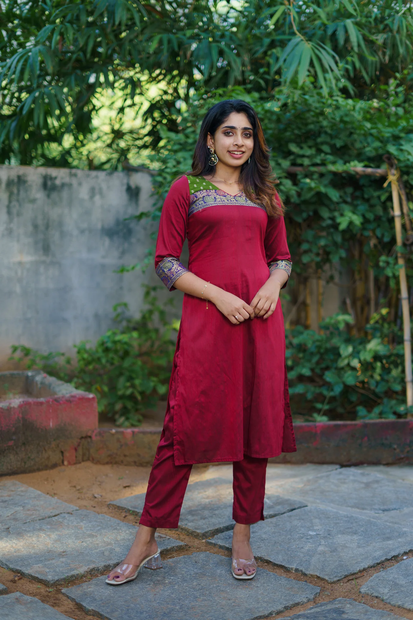 Sheetal Maroon Kurti set (Set of 2) - Image 4
