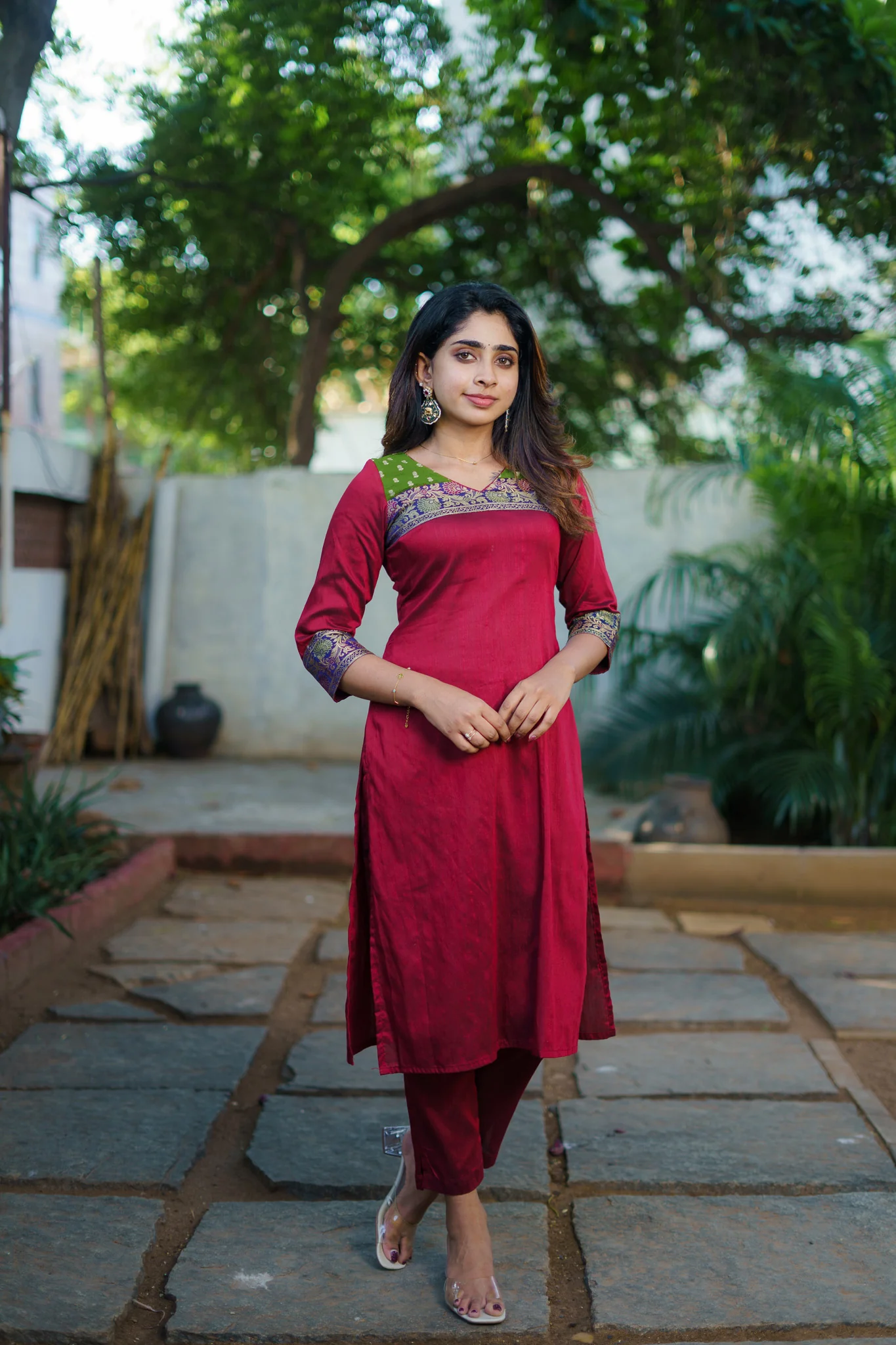 Sheetal Maroon Kurti set (Set of 2) - Image 5