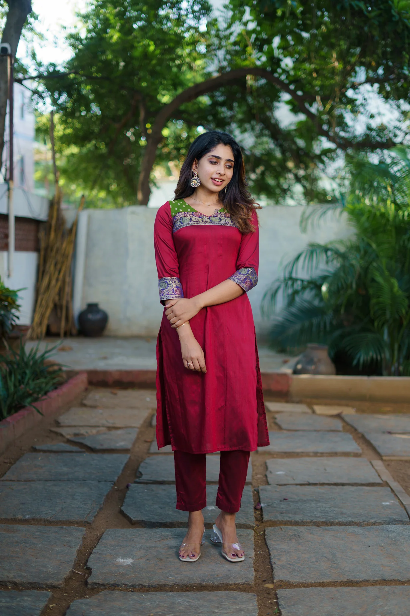 Sheetal Maroon Kurti set (Set of 2) - Image 6