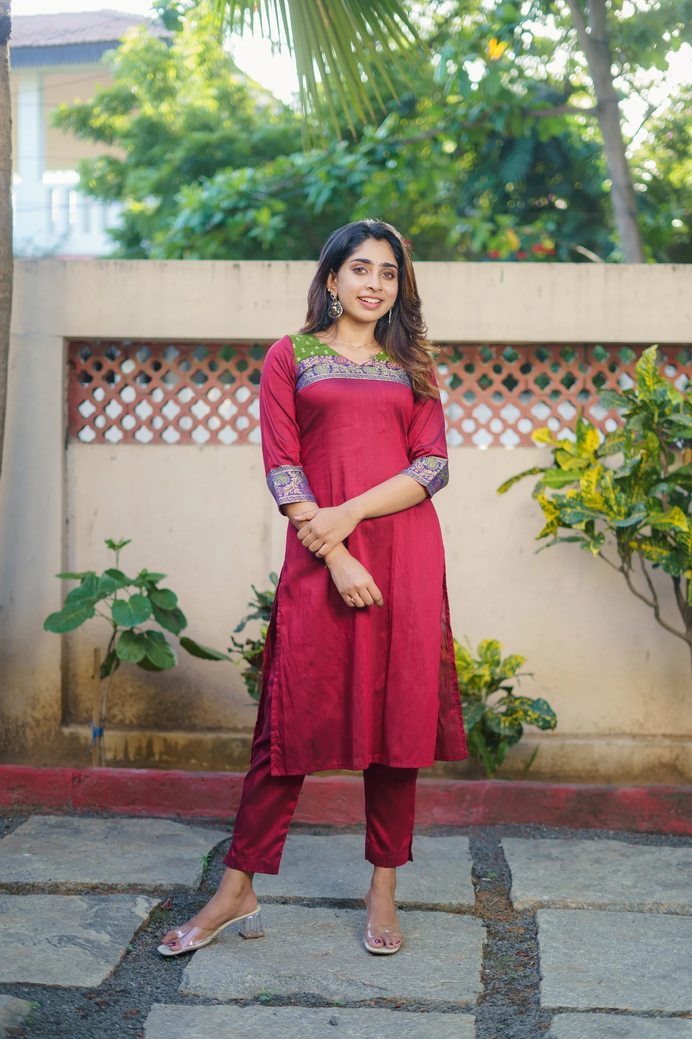 Sheetal Maroon Kurti set (Set of 2) - Image 7