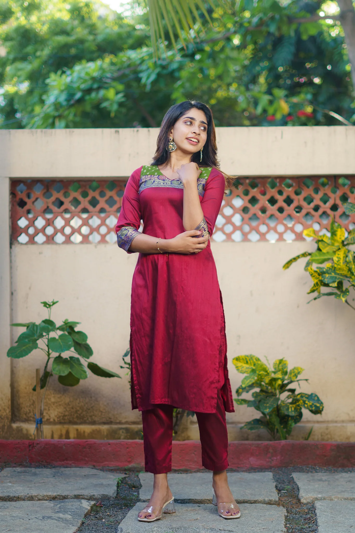 Sheetal Maroon Kurti set (Set of 2) - Image 8