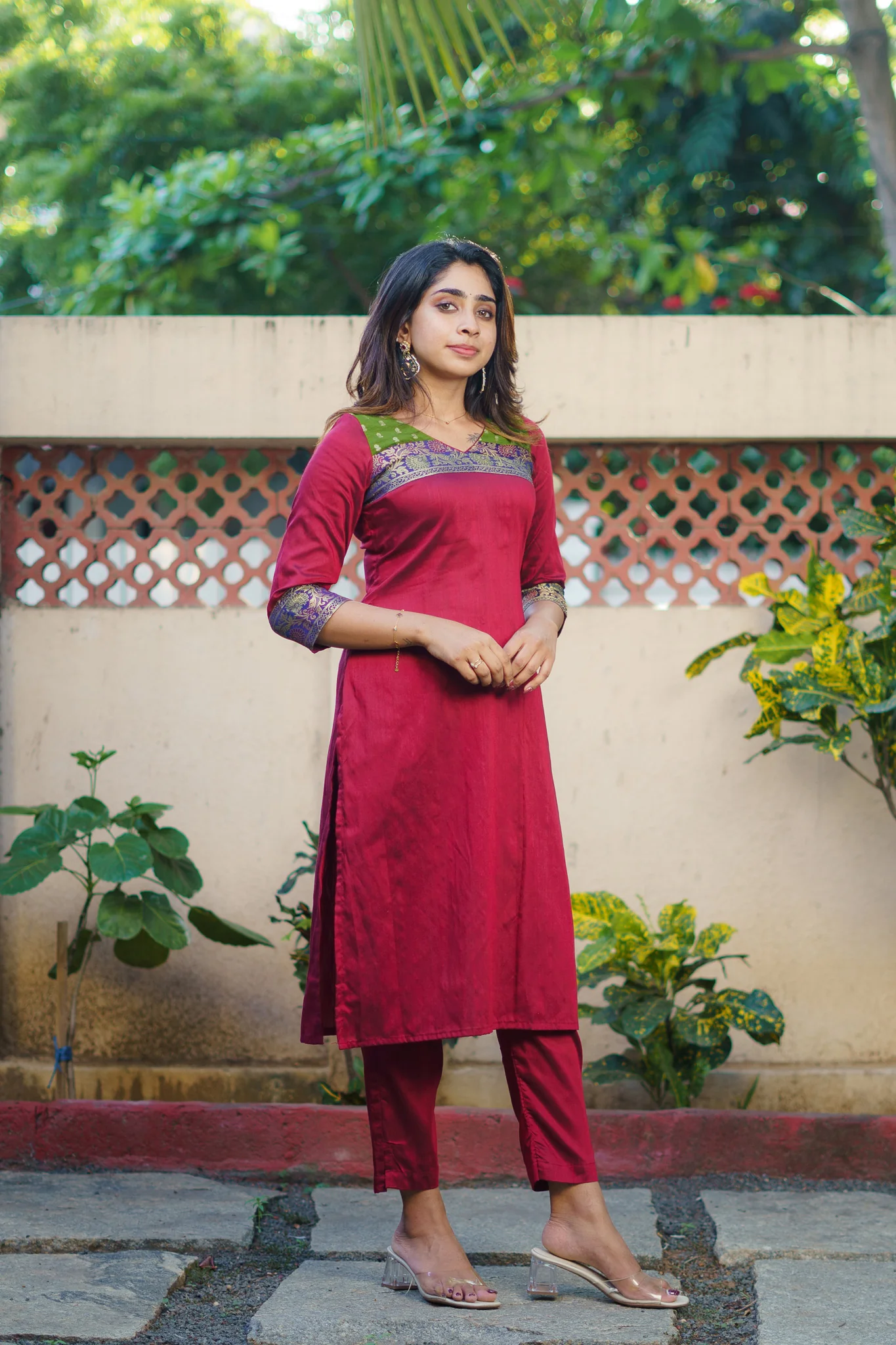 Sheetal Maroon Kurti set (Set of 2) - Image 9