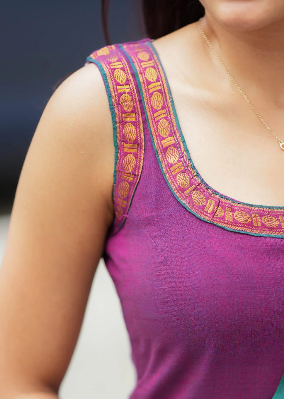 Shraddha Magenta with Teal Kurti Set (Set of 2) - Image 5