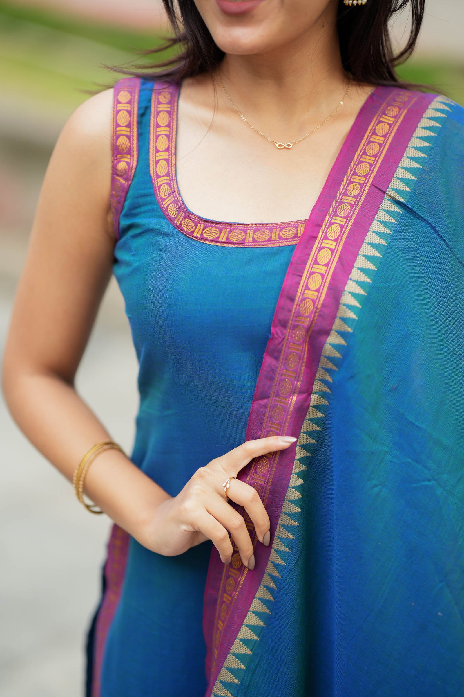 Shraddha Teal Handloom Kurti Set (Set of 2) - Image 6