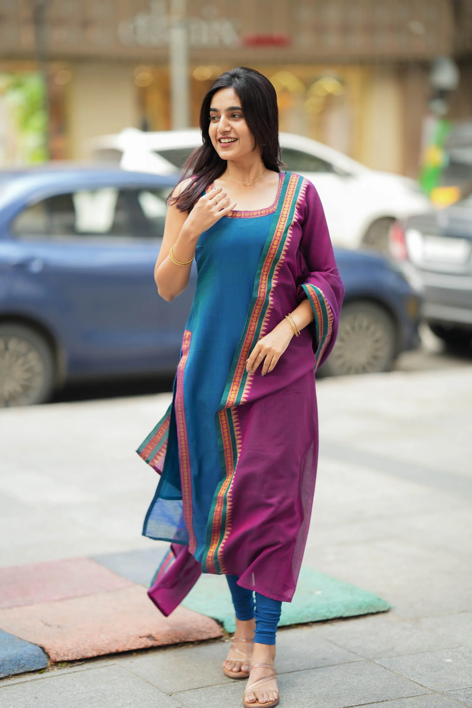 Shraddha Teal with Magenta Kurti Set (Set of 2)