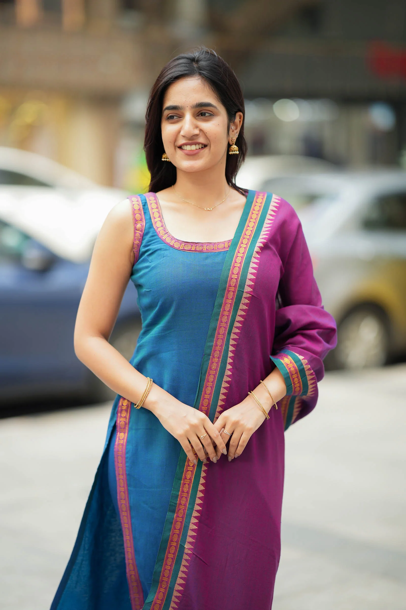 Shraddha Teal with Magenta Kurti Set (Set of 2) - Image 2