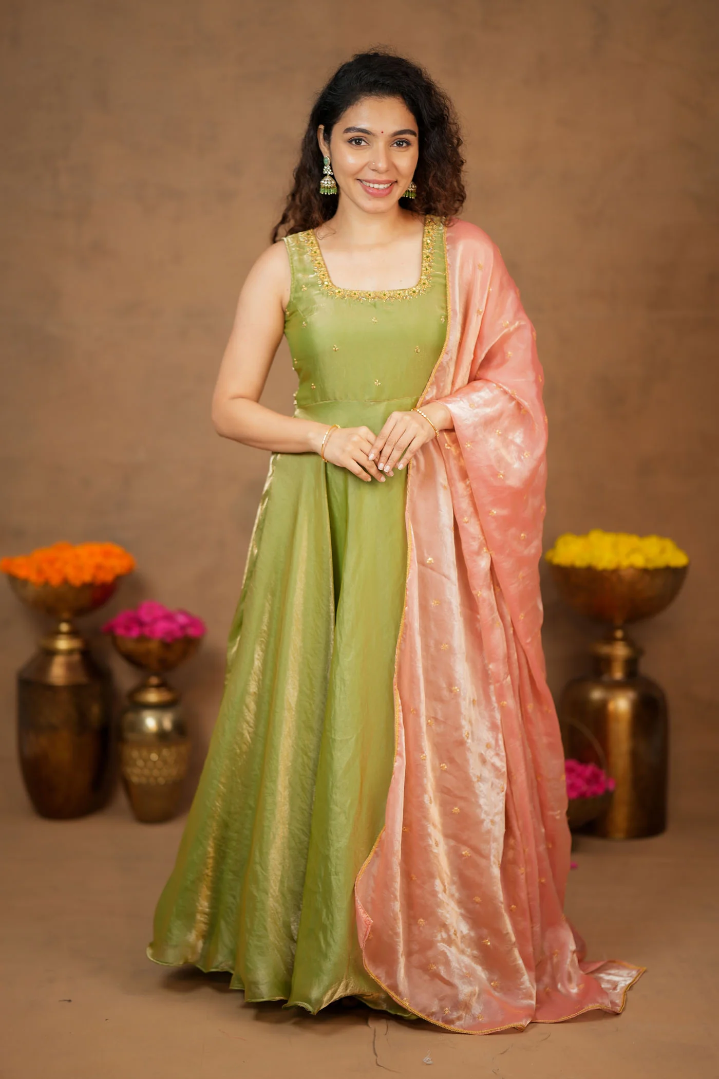 Shrishti Mint Green Sleeveless Maxi Dress (Set of 2) - Image 11