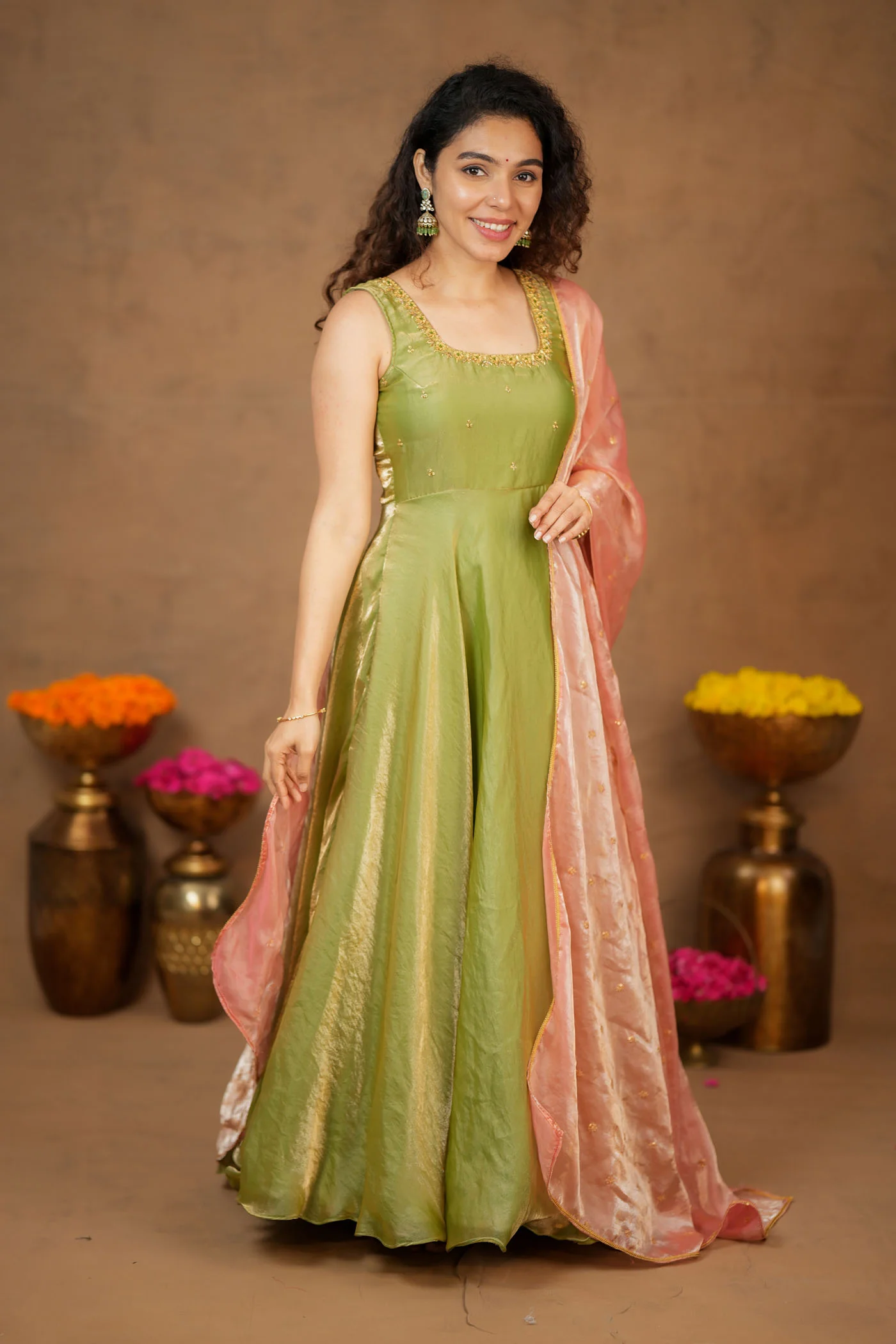 Shrishti Mint Green Sleeveless Maxi Dress (Set of 2) - Image 12