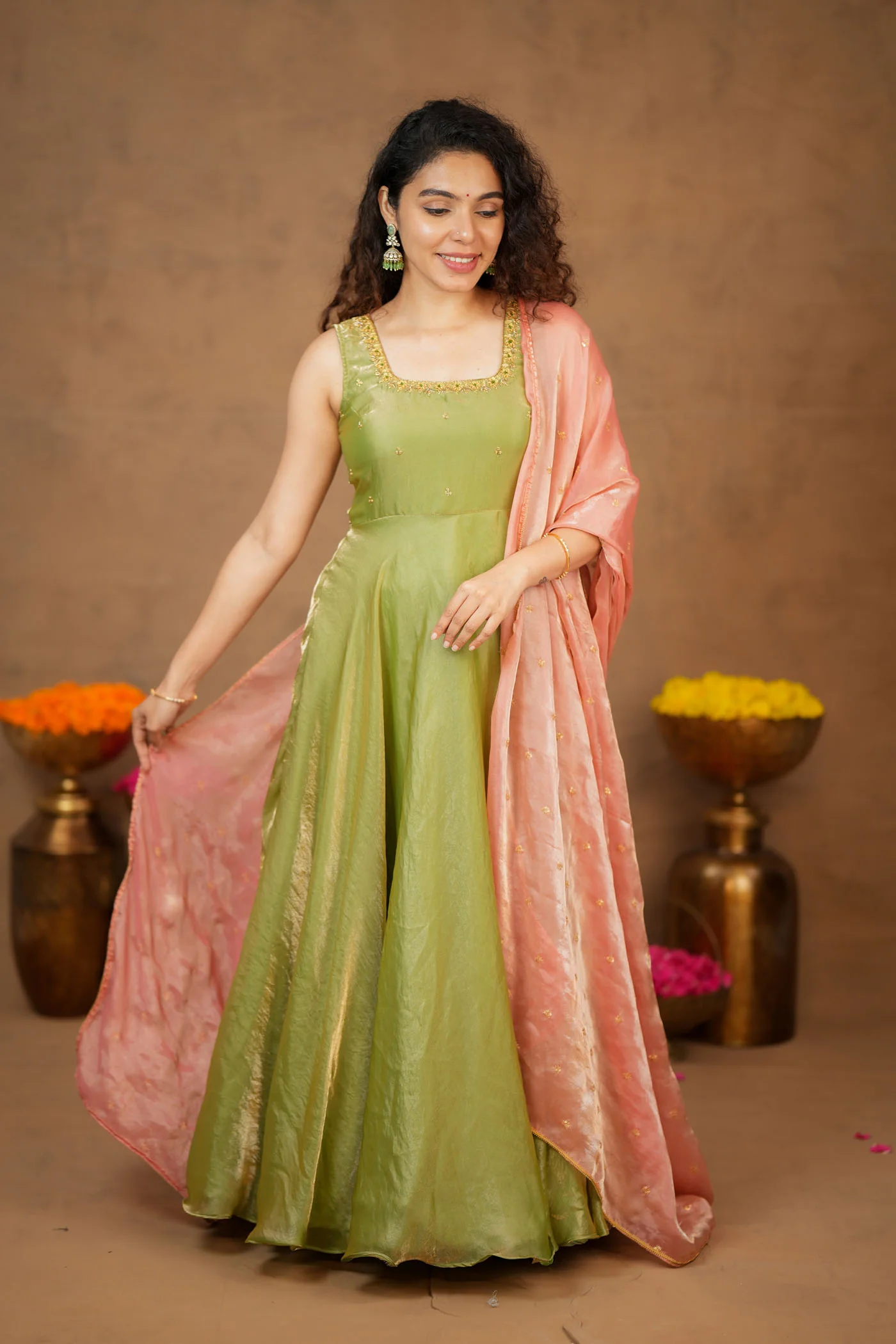 Shrishti Mint Green Sleeveless Maxi Dress (Set of 2) - Image 4