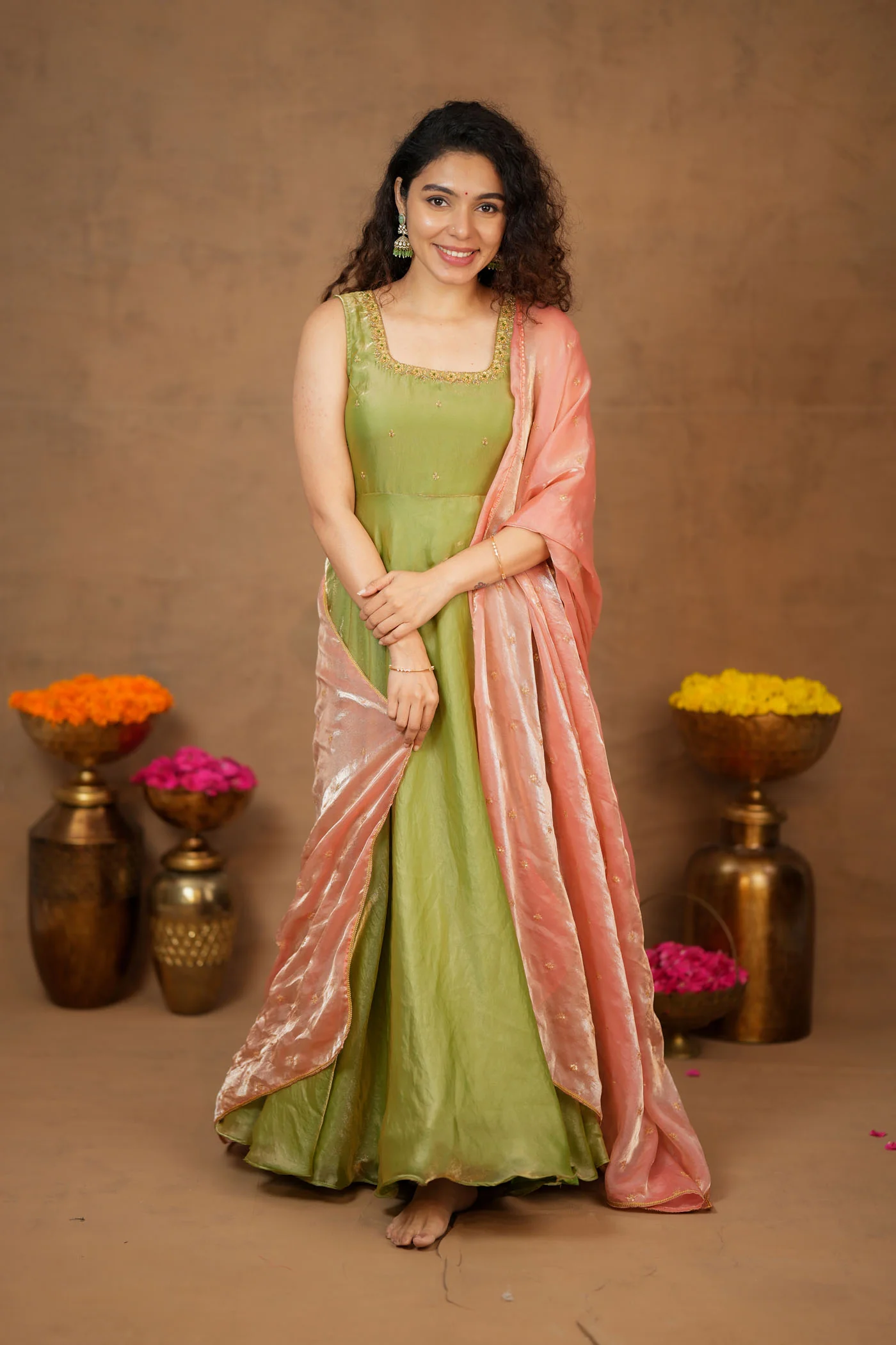 Shrishti Mint Green Sleeveless Maxi Dress (Set of 2) - Image 5