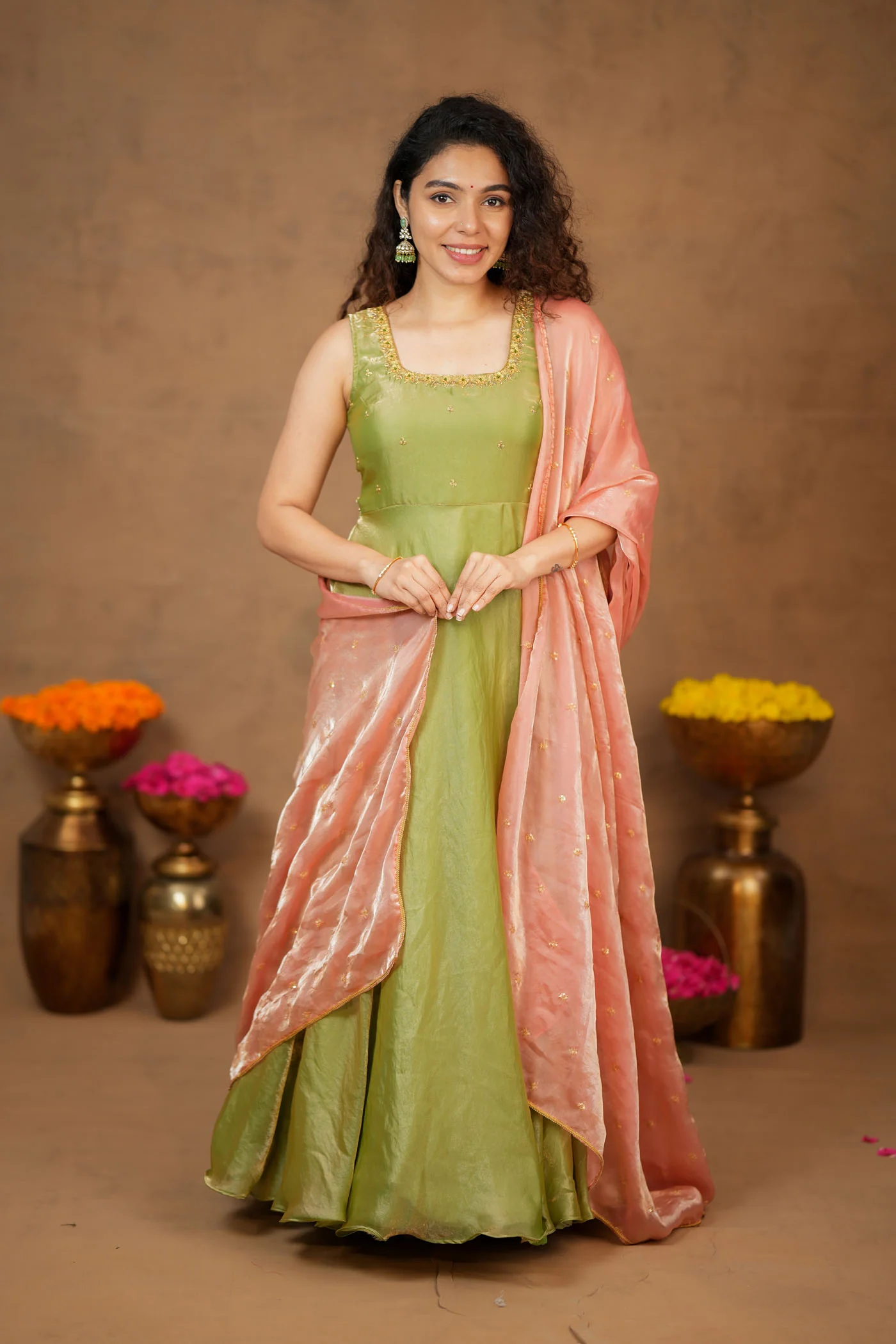 Shrishti Mint Green Sleeveless Maxi Dress (Set of 2) - Image 6