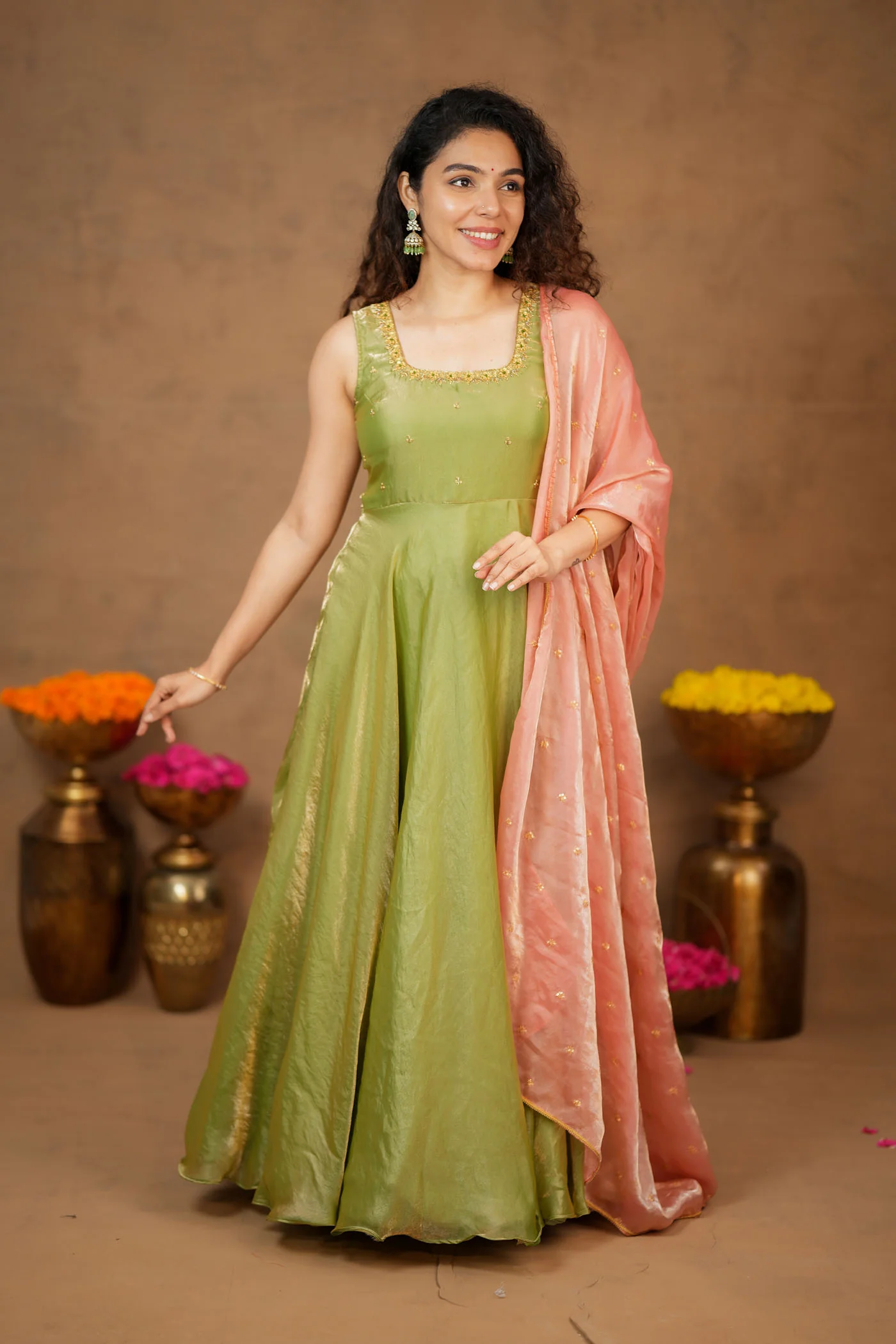 Shrishti Mint Green Sleeveless Maxi Dress (Set of 2) - Image 7