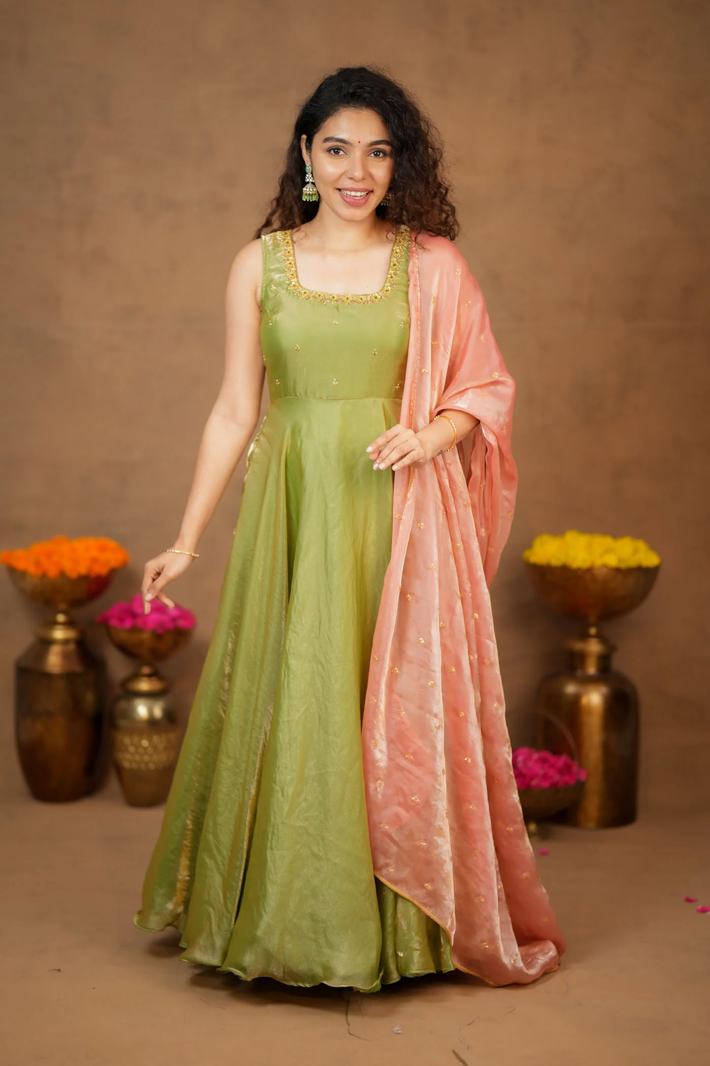 Shrishti Mint Green Sleeveless Maxi Dress (Set of 2) - Image 8