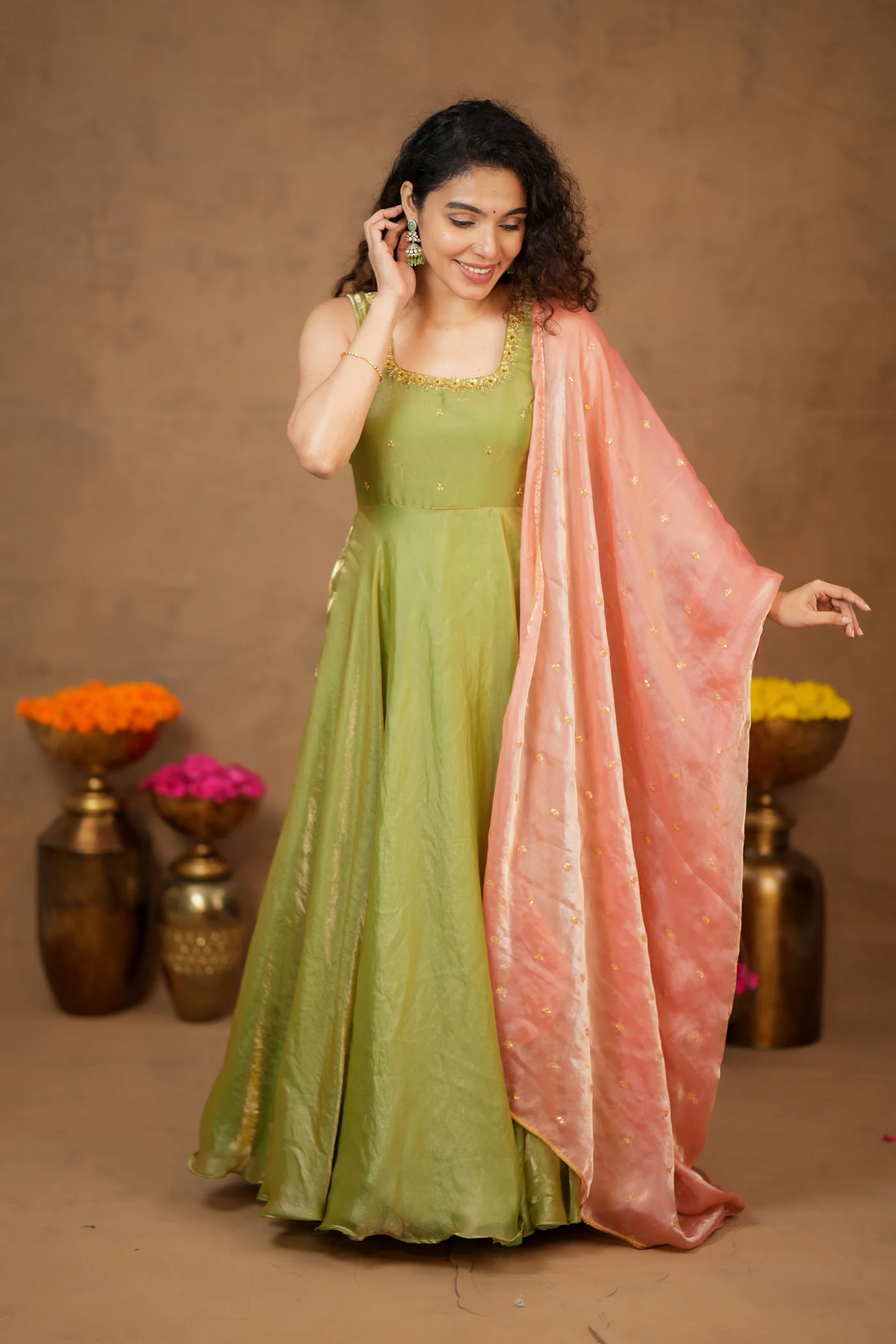 Shrishti Mint Green Sleeveless Maxi Dress (Set of 2) - Image 9