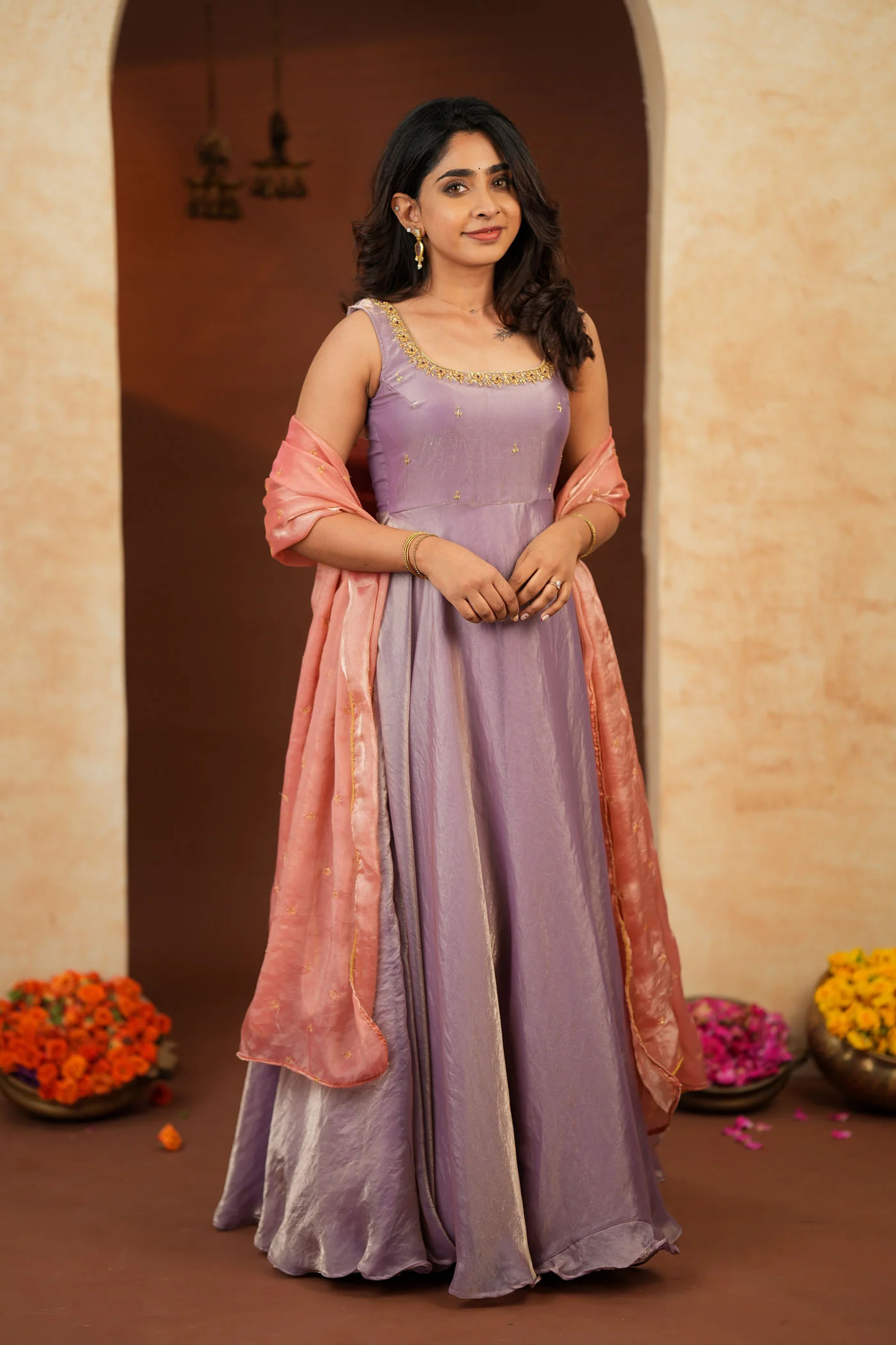 Shrishti Lilac Sleeveless Maxi Dress (Set of 2) - Image 2