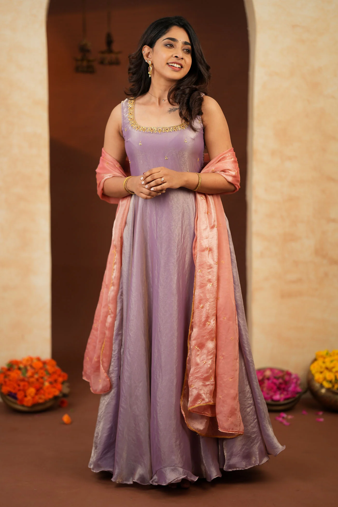 Shrishti Lilac Sleeveless Maxi Dress (Set of 2) - Image 6