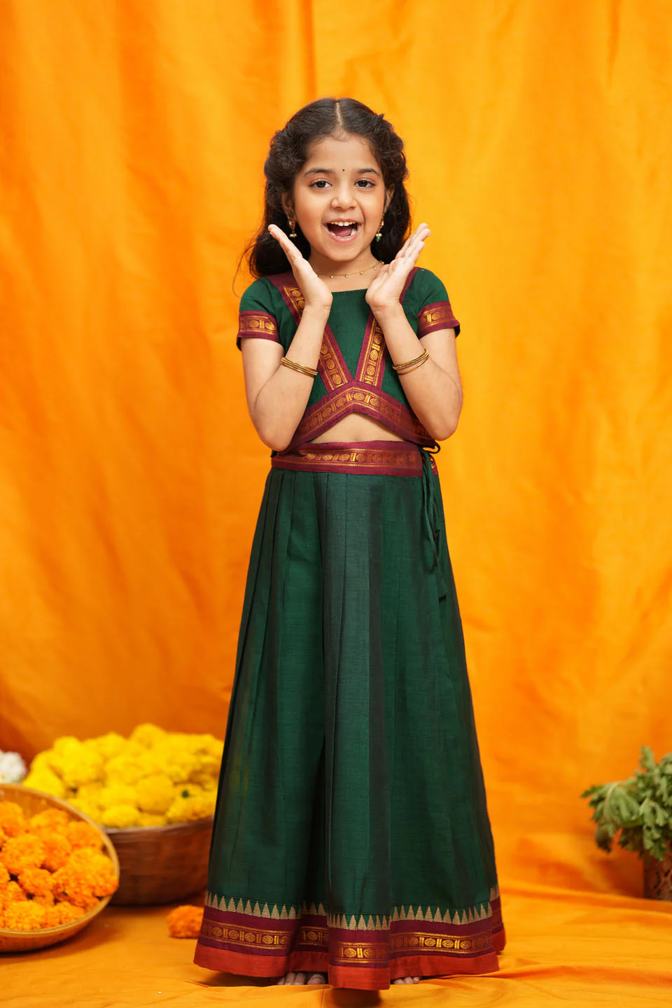 Sreeja Green Handwoven Lehenga Mini - Image 10