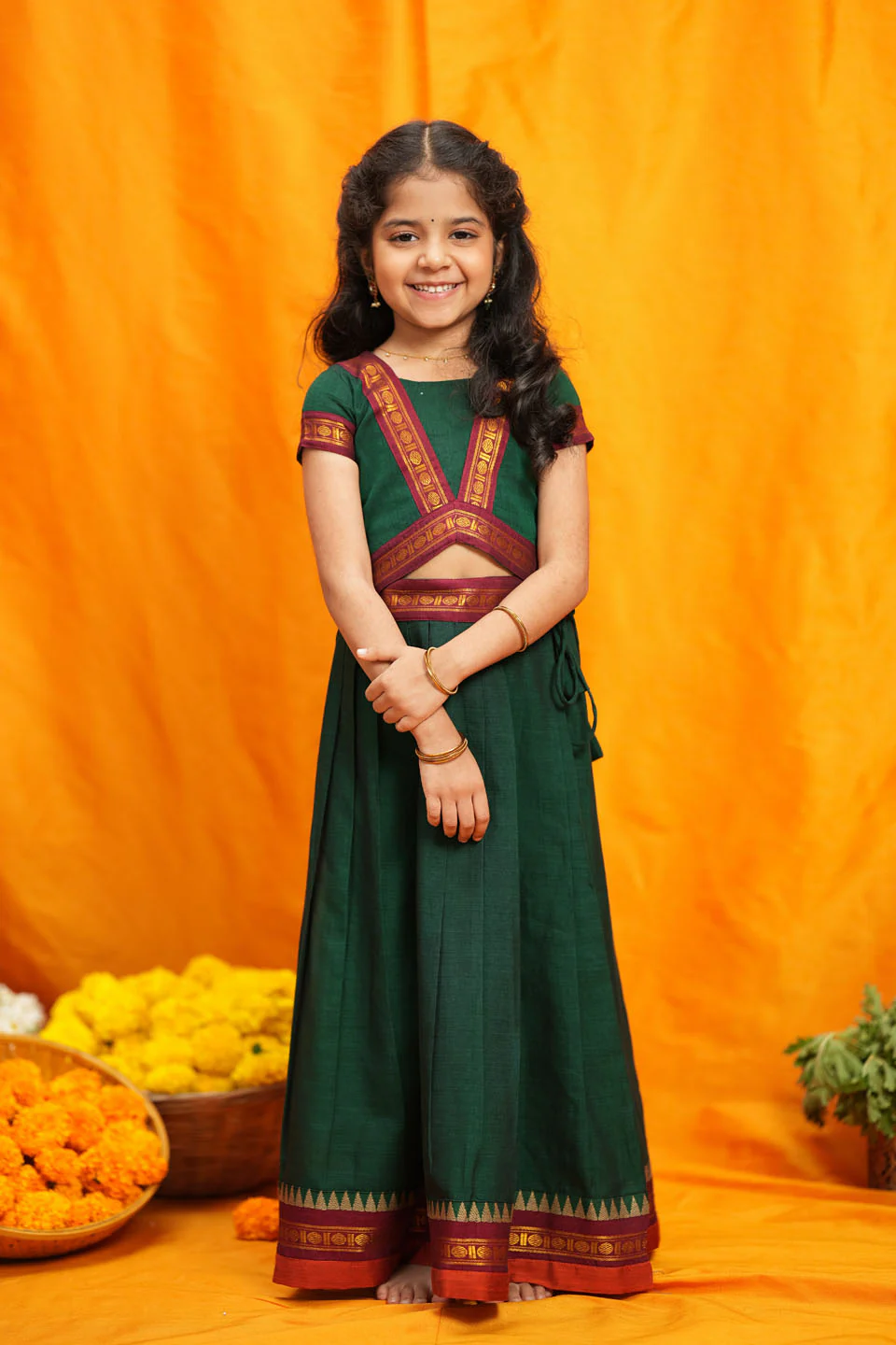 Sreeja Green Handwoven Lehenga Mini - Image 8
