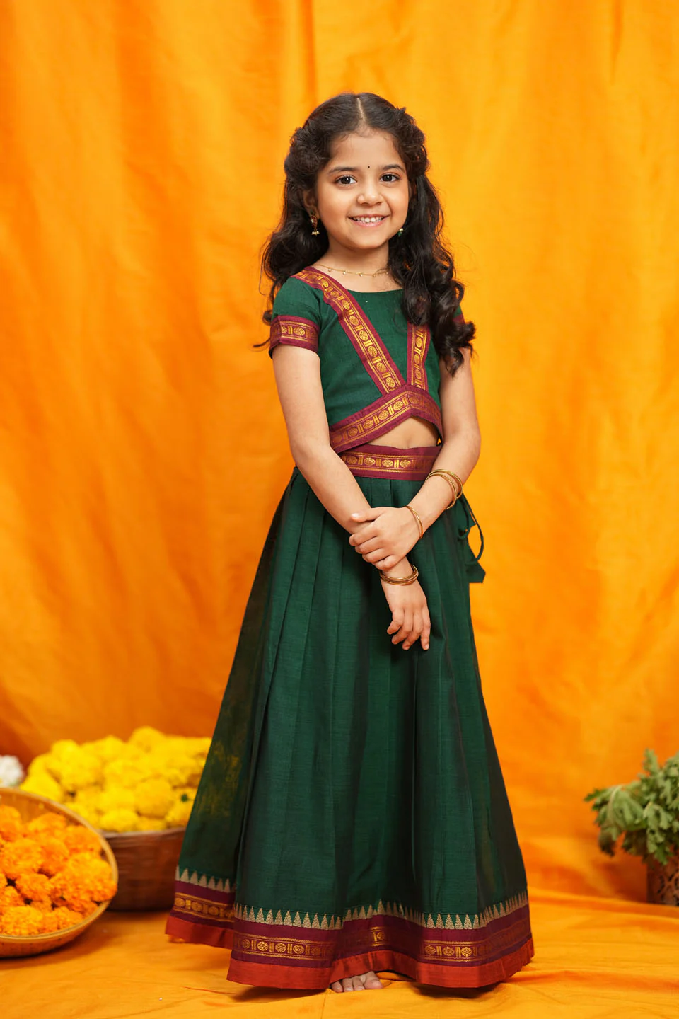 Sreeja Green Handwoven Lehenga Mini - Image 7