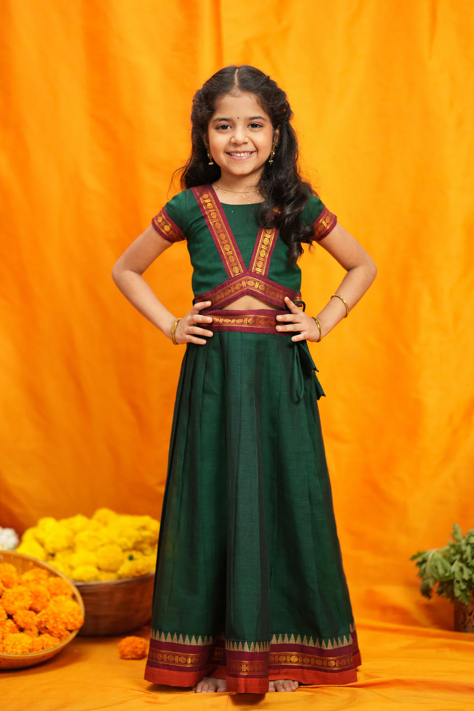 Sreeja Green Handwoven Lehenga Mini - Image 9