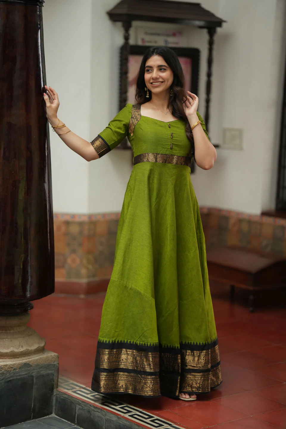 Suhasini Green Maxi Dress - Image 13