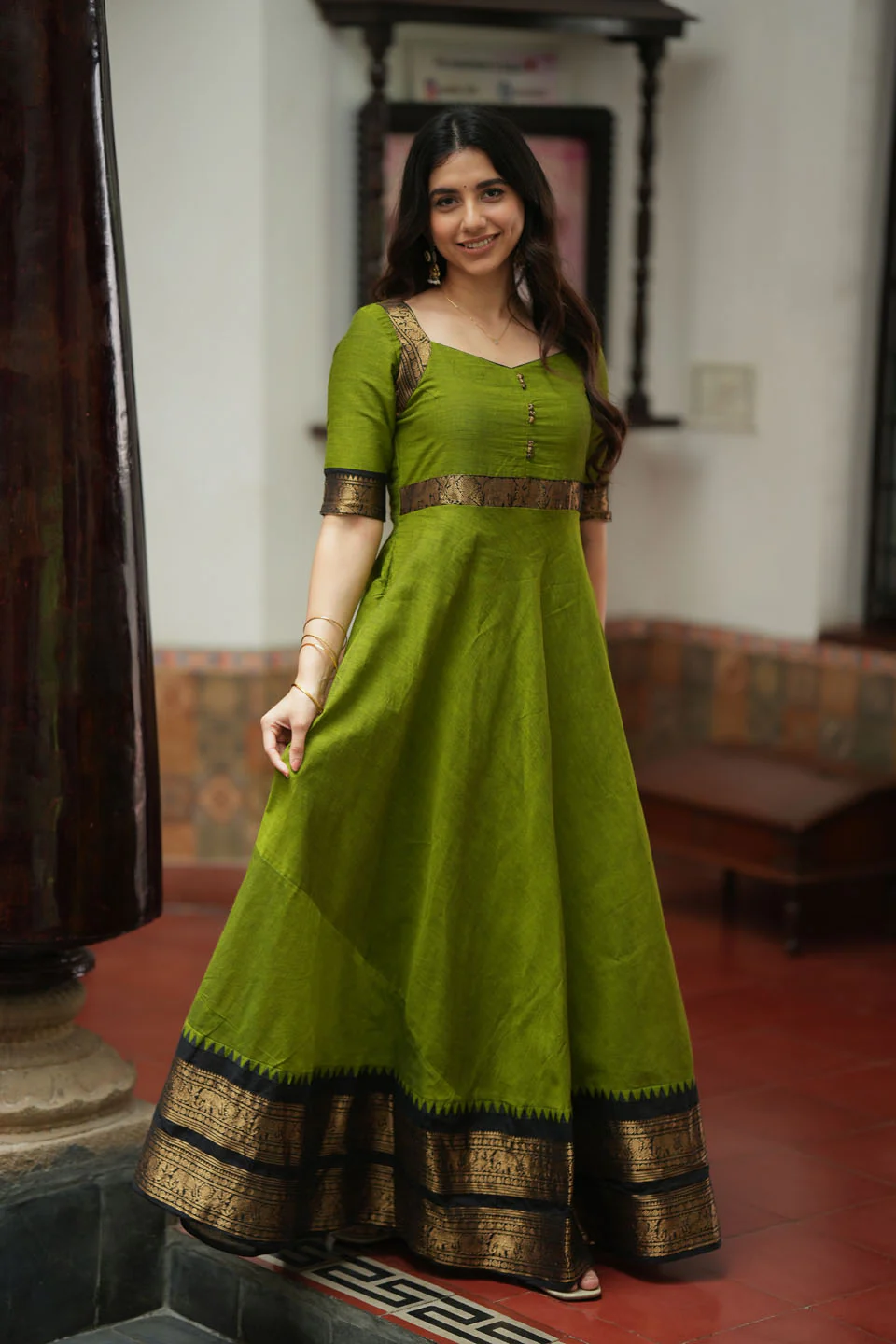 Suhasini Green Maxi Dress - Image 3