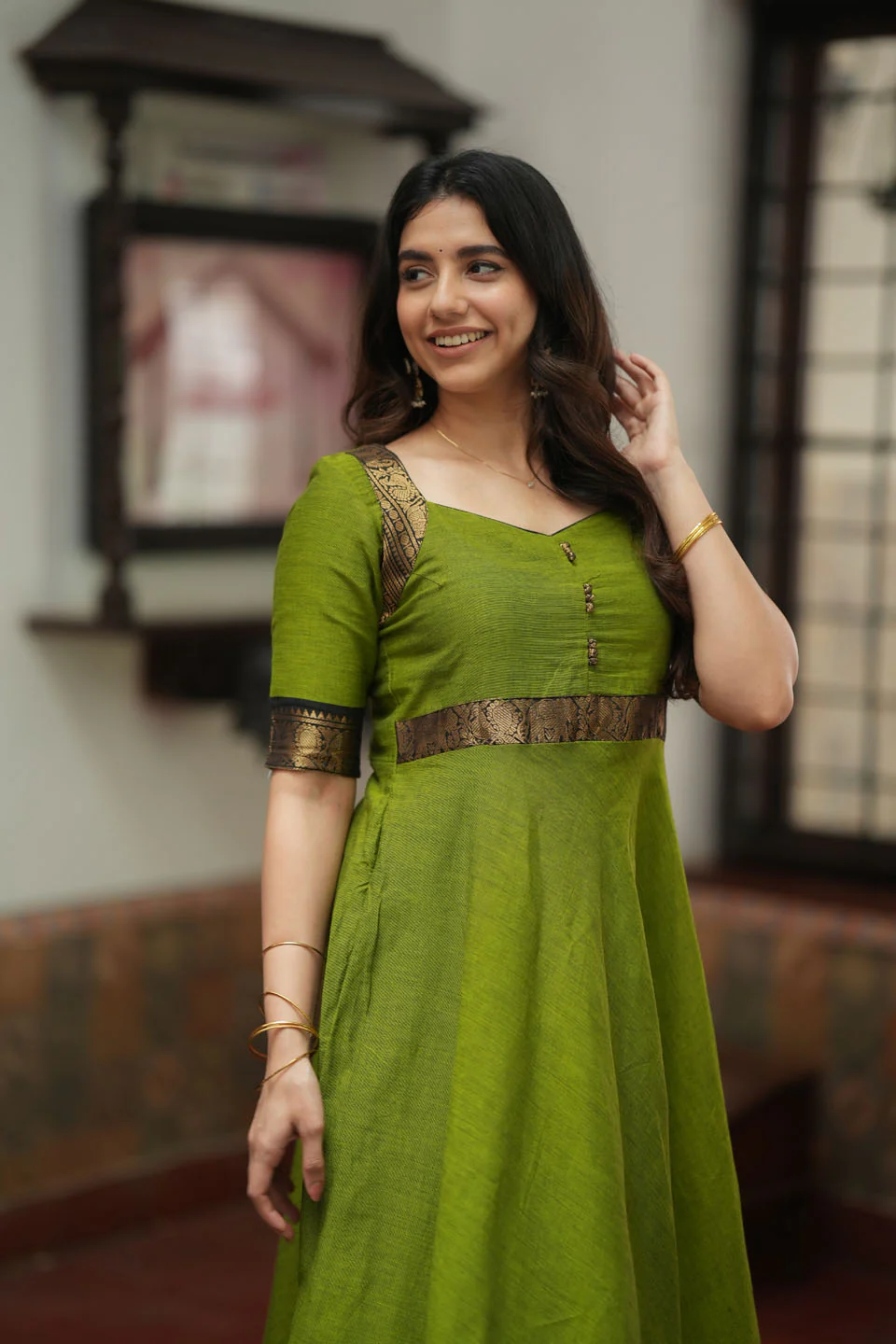Suhasini Green Maxi Dress - Image 5