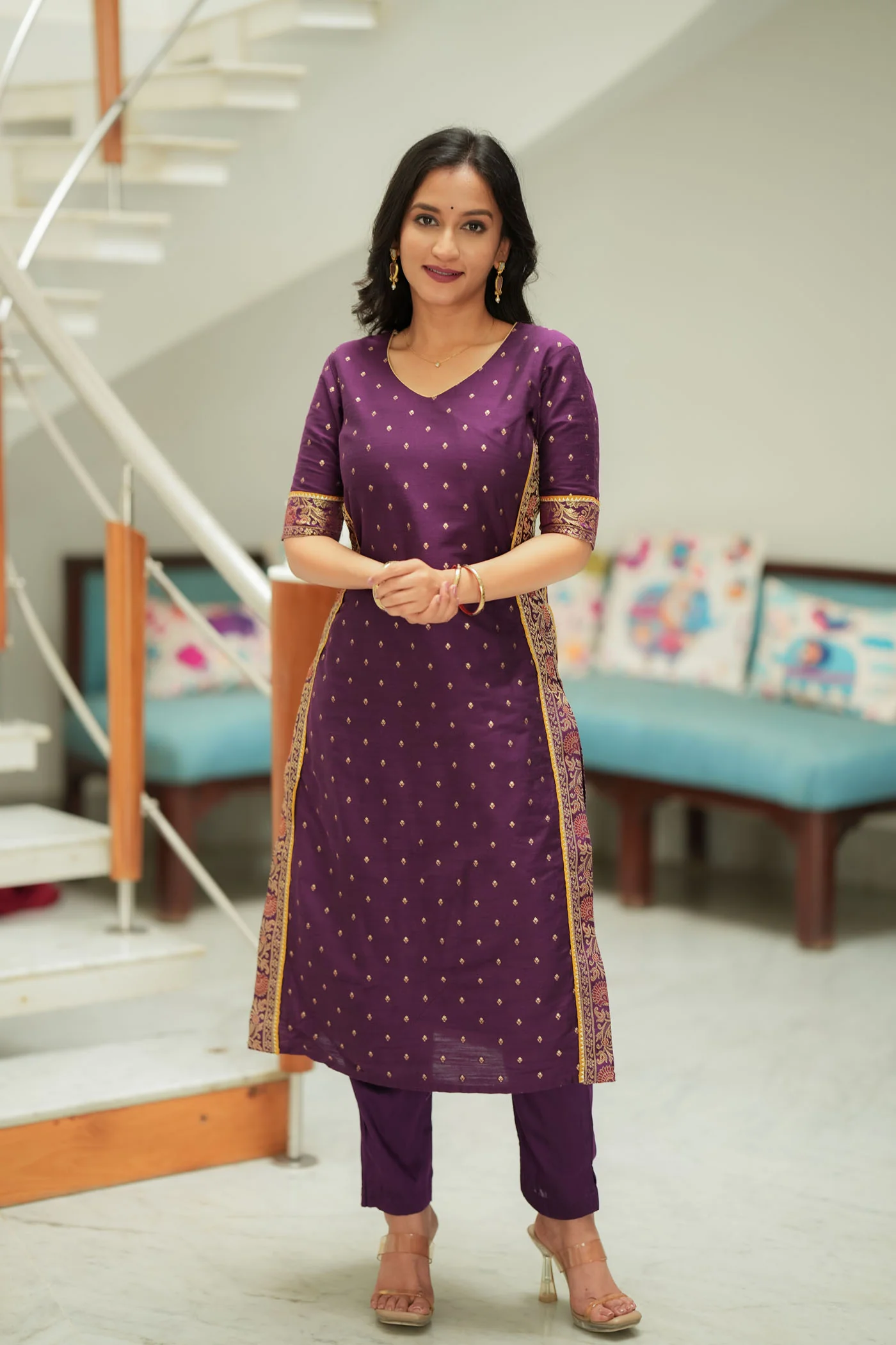 Svarna Wine Kurti Set - Image 3