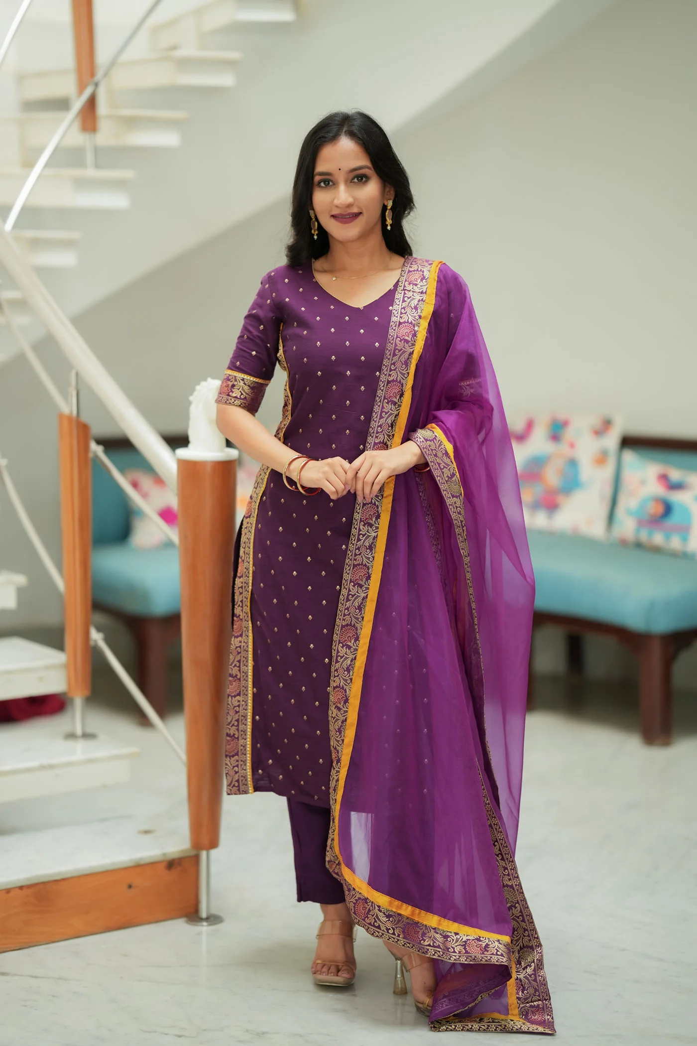 Svarna Wine Kurti Set - Image 4