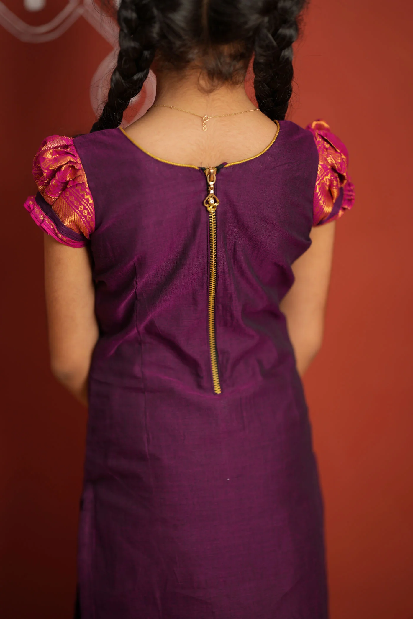 Tamizh Violet Kurti set Mini (Set of 2) - Image 10