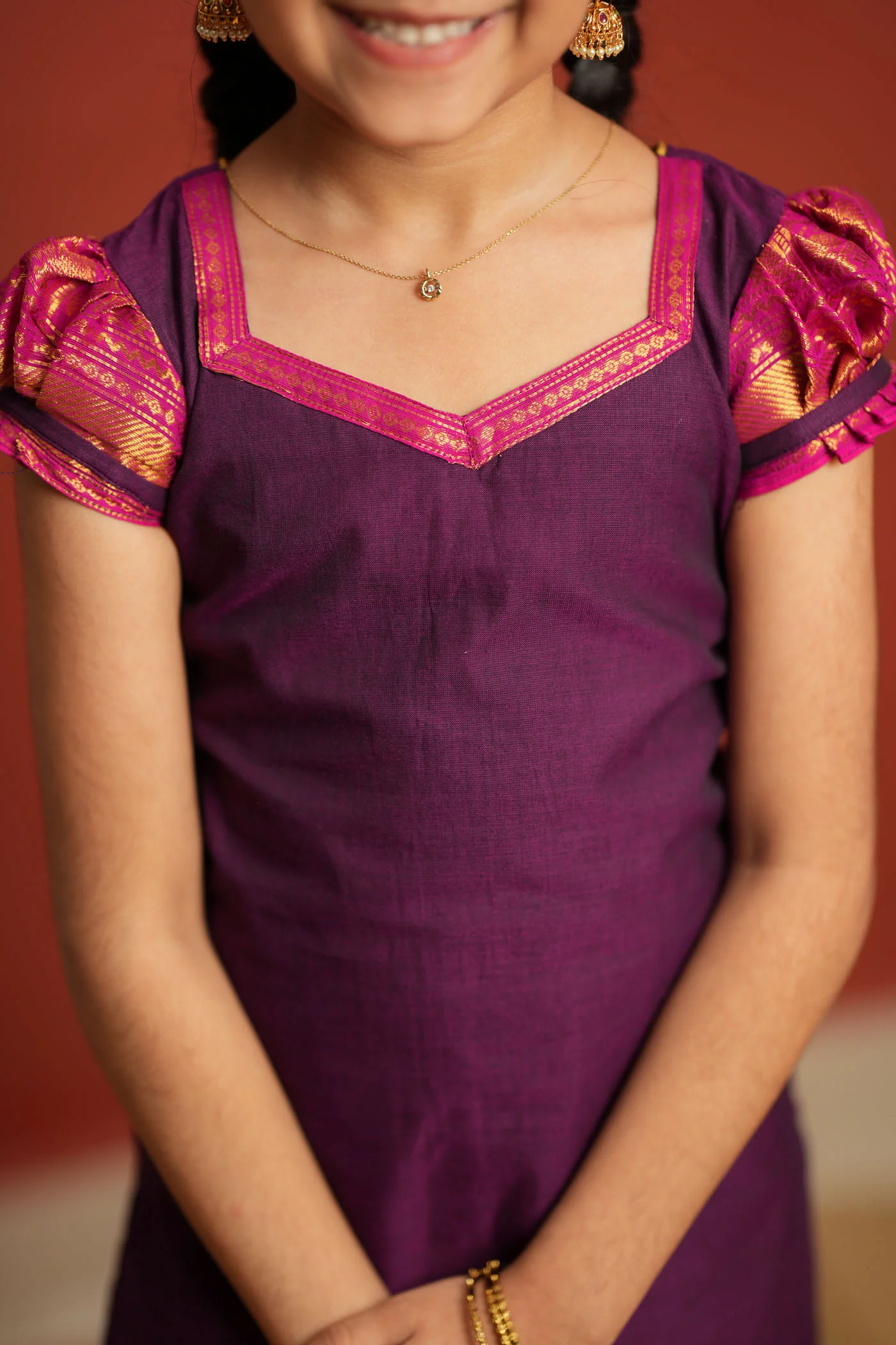 Tamizh Violet Kurti set Mini (Set of 2) - Image 11