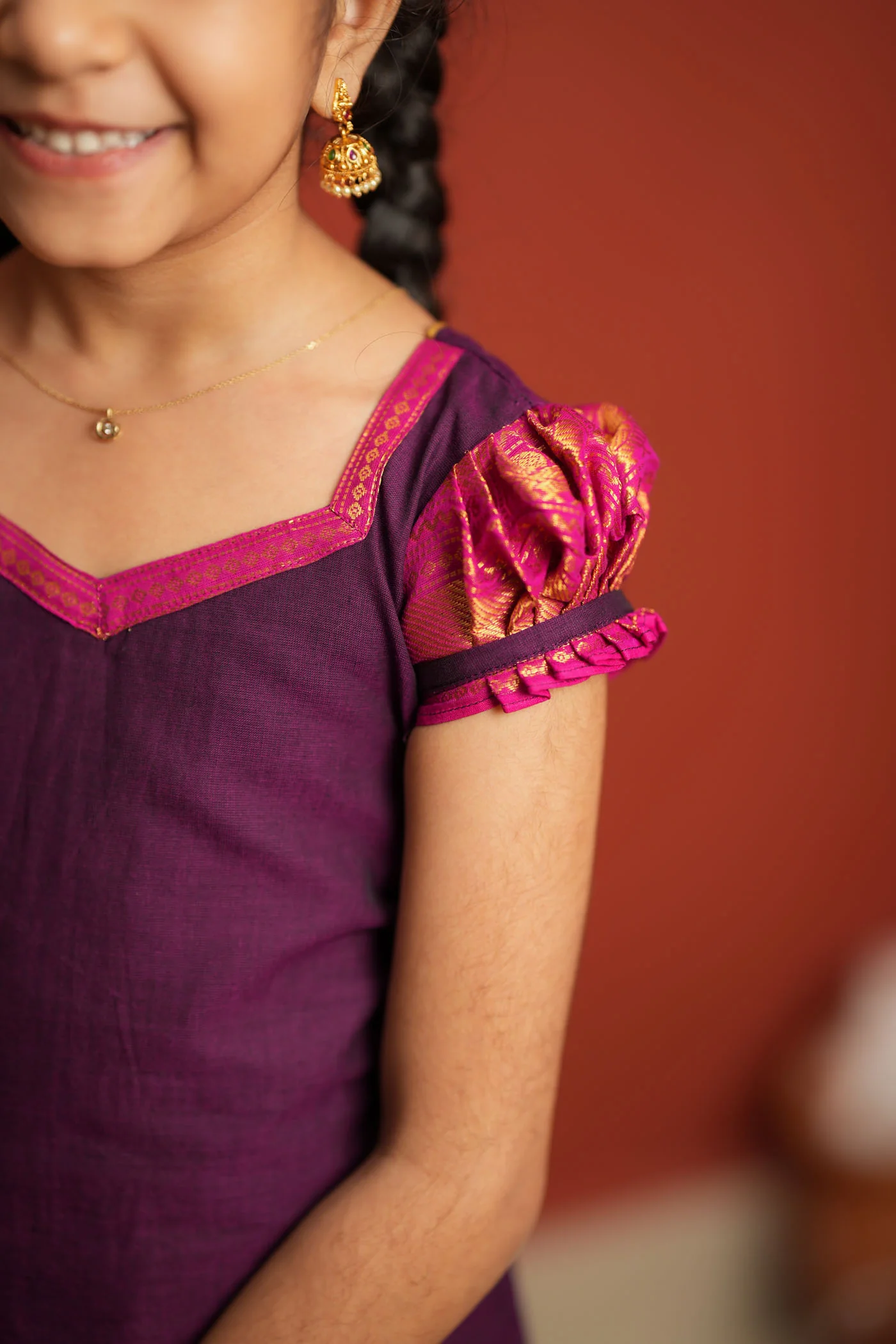 Tamizh Violet Kurti set Mini (Set of 2) - Image 12