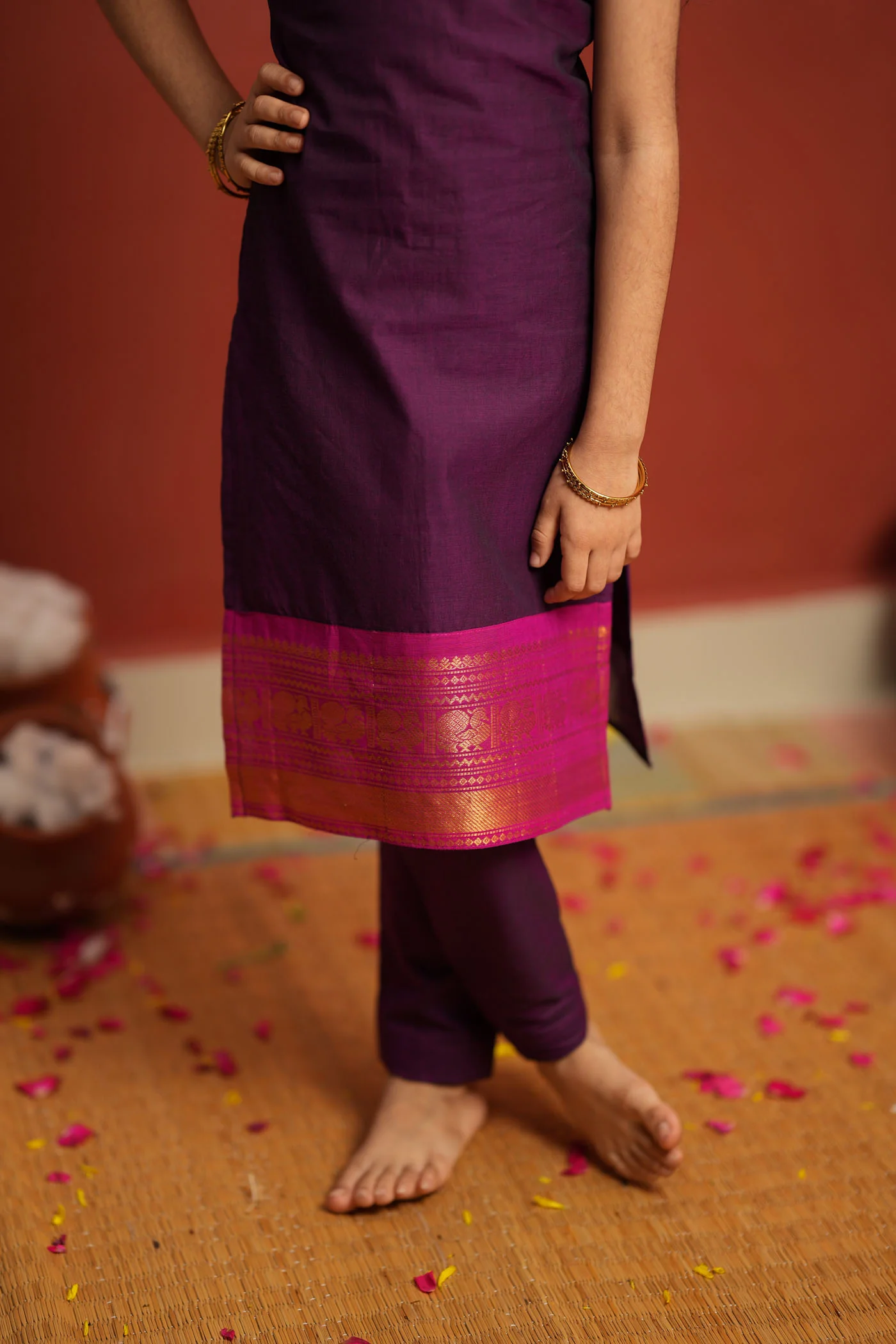 Tamizh Violet Kurti set Mini (Set of 2) - Image 13