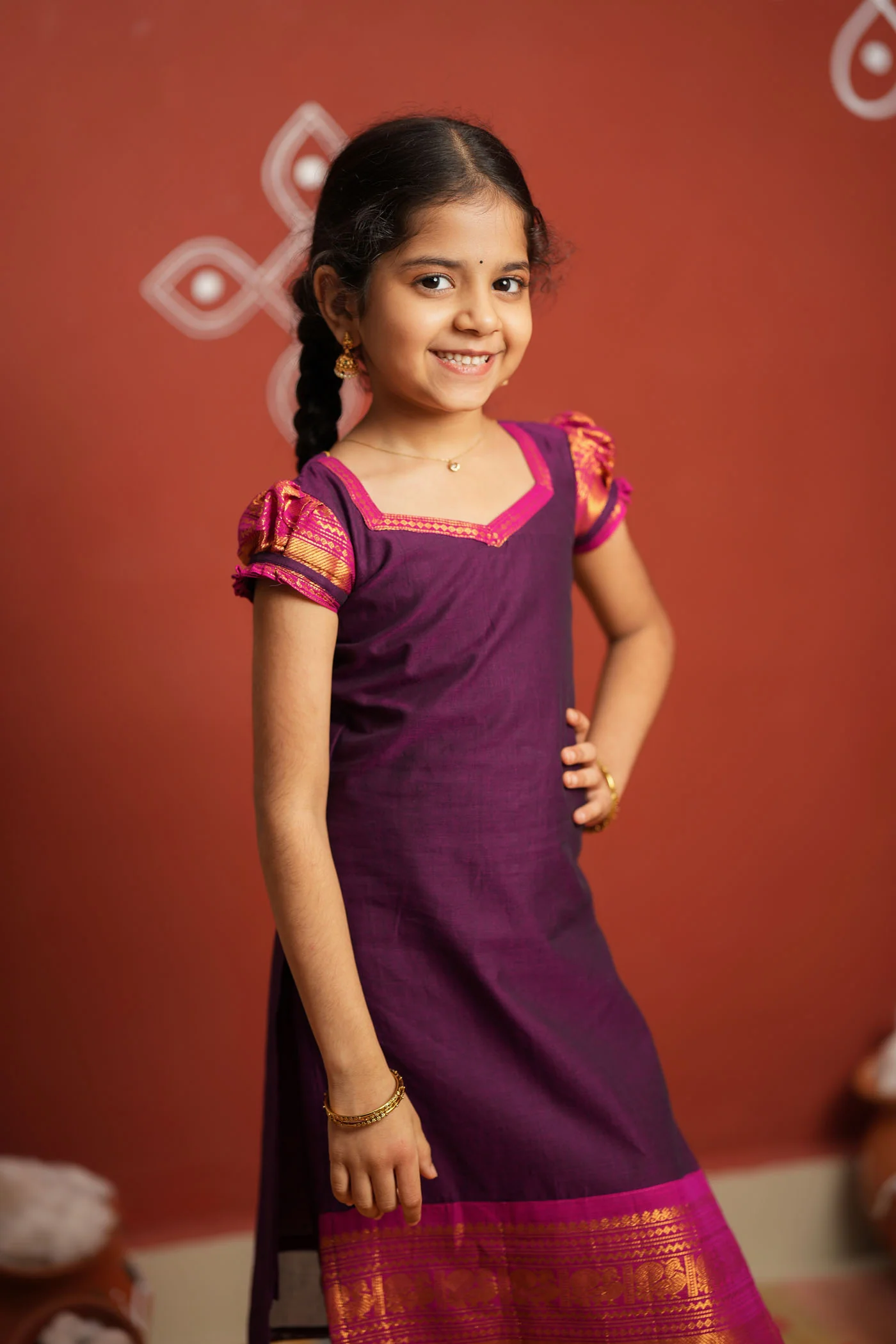 Tamizh Violet Kurti set Mini (Set of 2) - Image 4