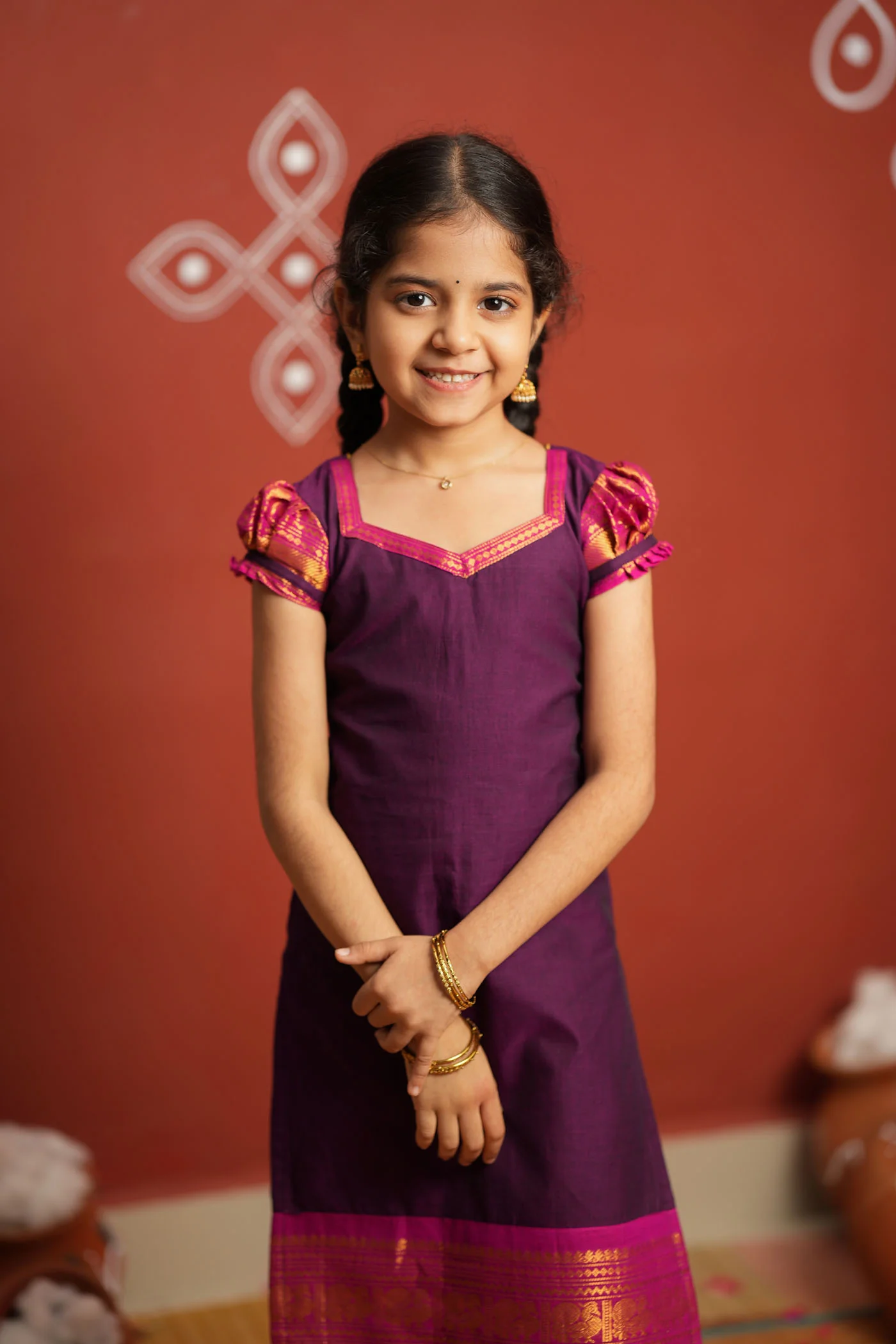 Tamizh Violet Kurti set Mini (Set of 2) - Image 5